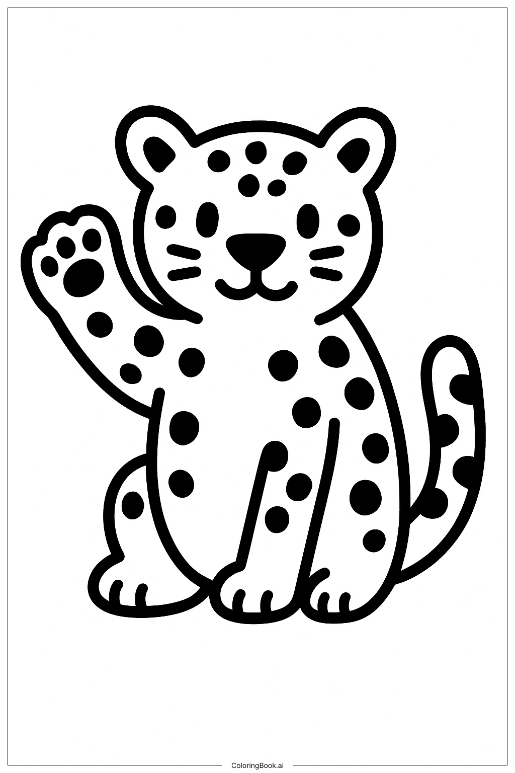  Página para colorir de Leopardo Acenando com a Pata 