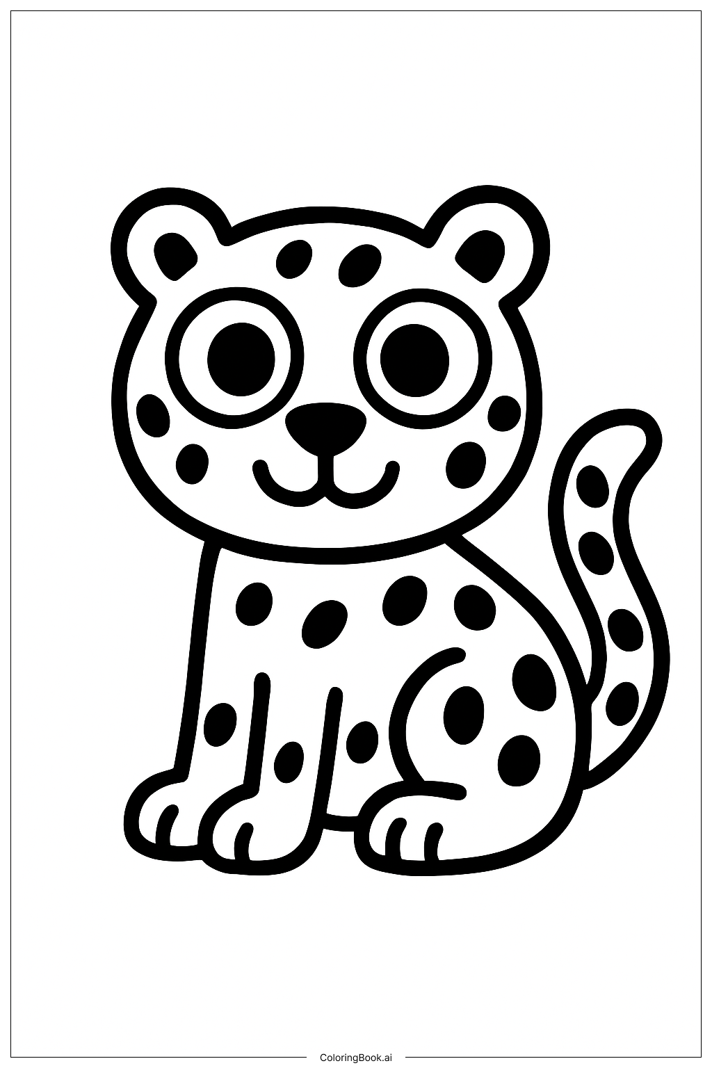  Página para colorir de Leopardo com Olhos Grandes 