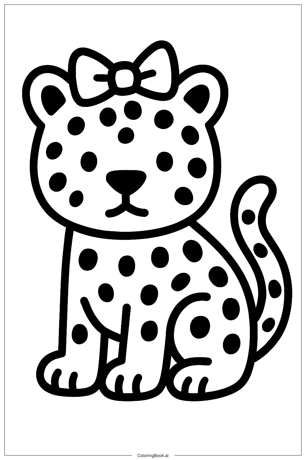  蝴蝶结豹填色页 