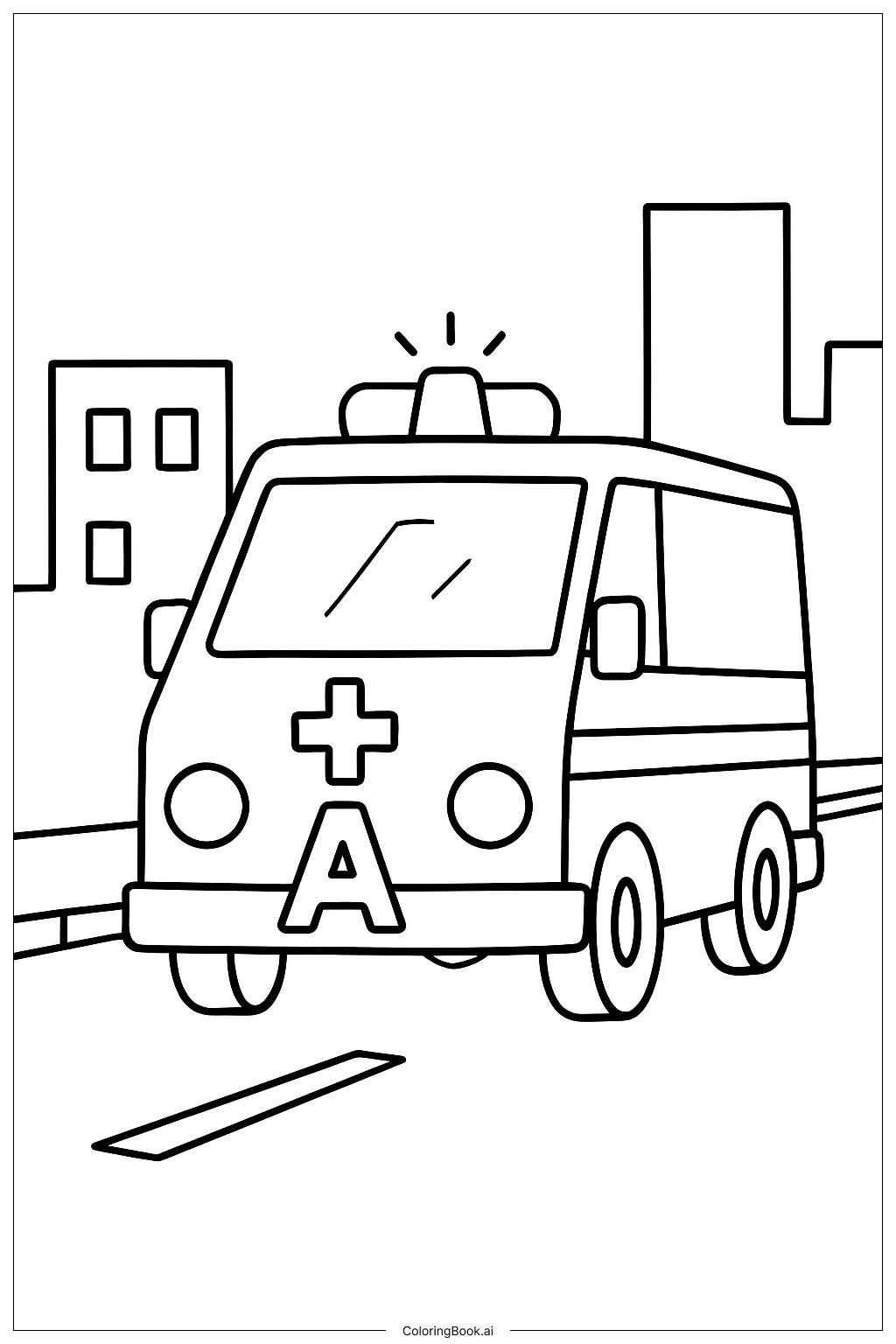  Letter A Ambulance On Road Coloring Page 