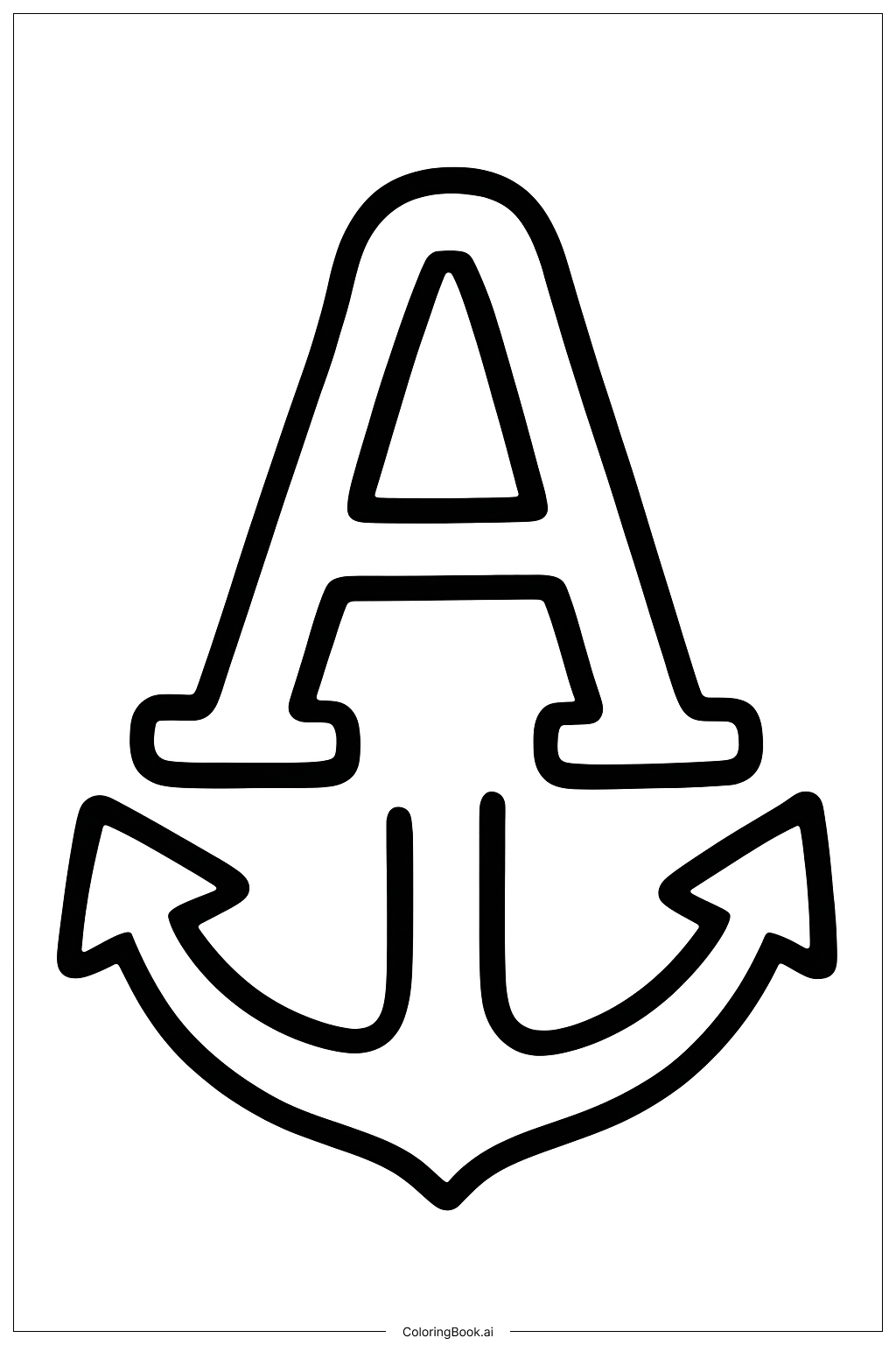 Letter A Anchor Coloring Page
