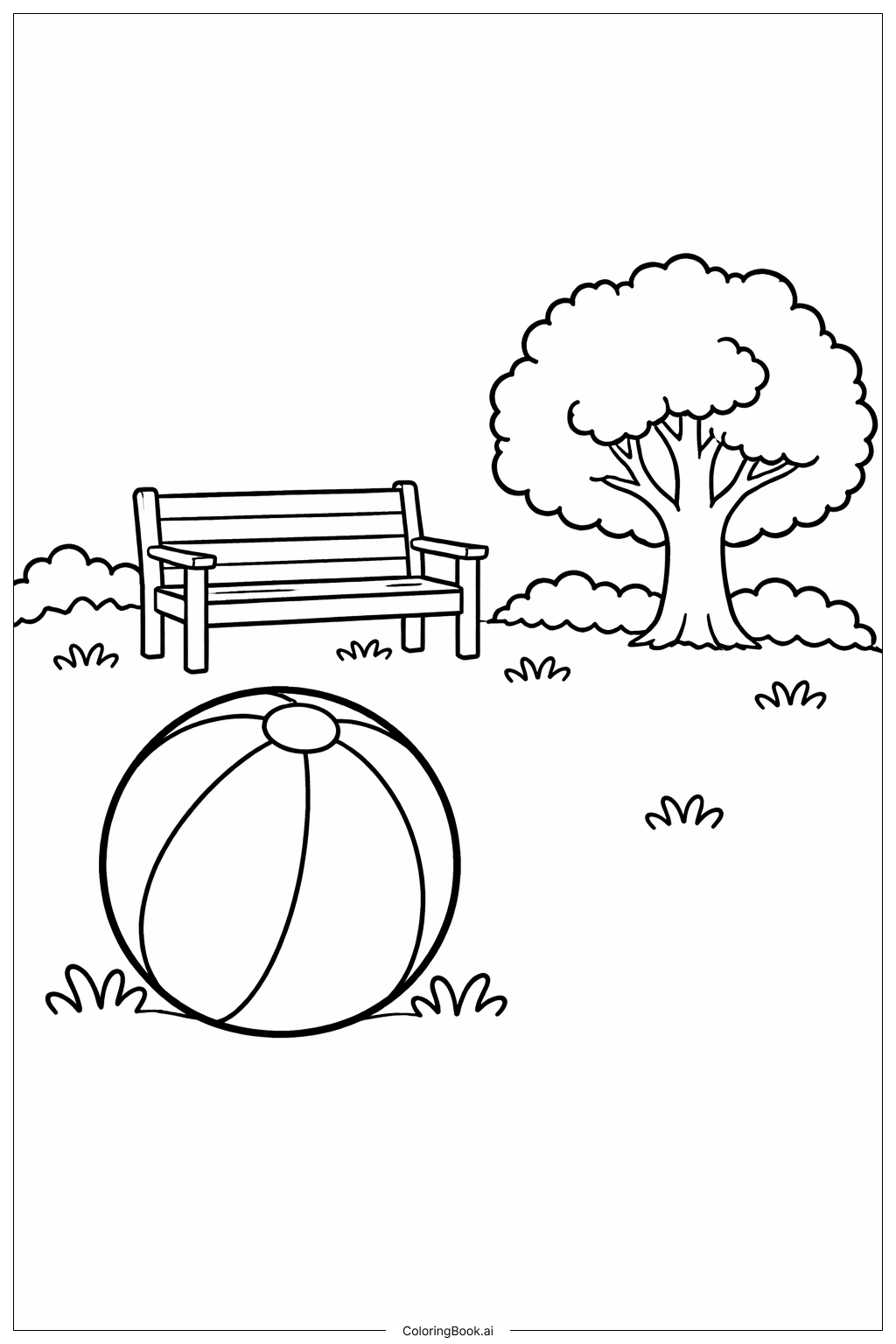 Trang tô màu Chữ B Quả Bóng Trong Công Viên