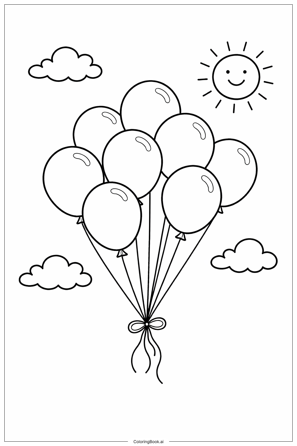 Trang tô màu Chữ B Bong Bóng Trên Trời