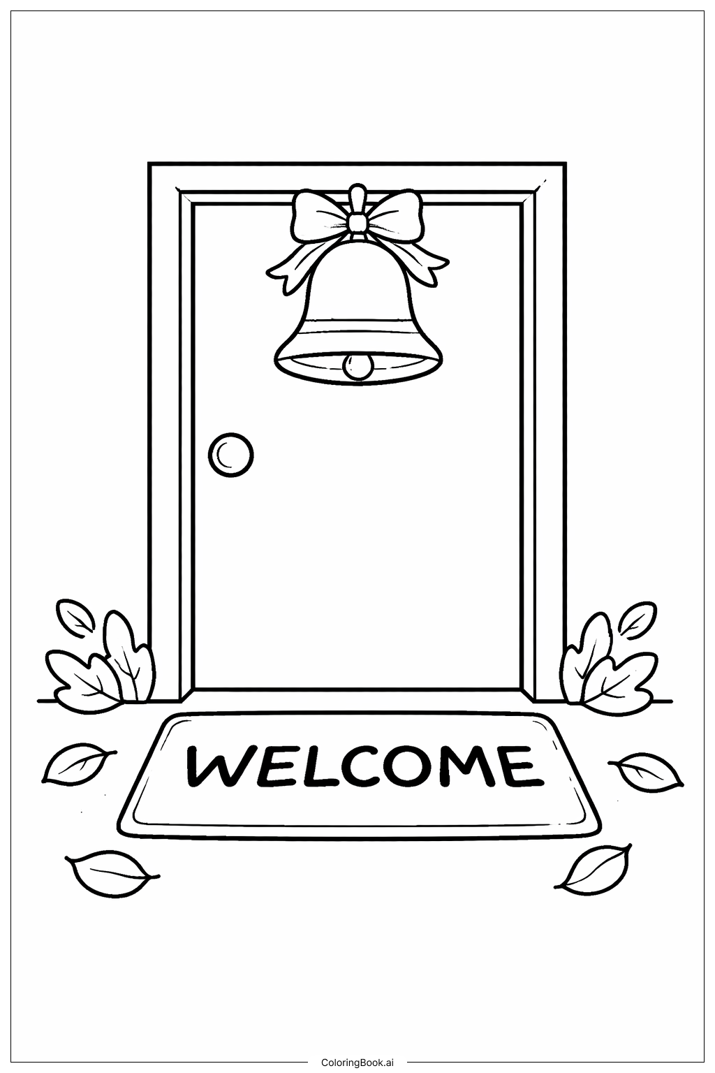  ドアのベル付きBの文字の塗り絵ページ 