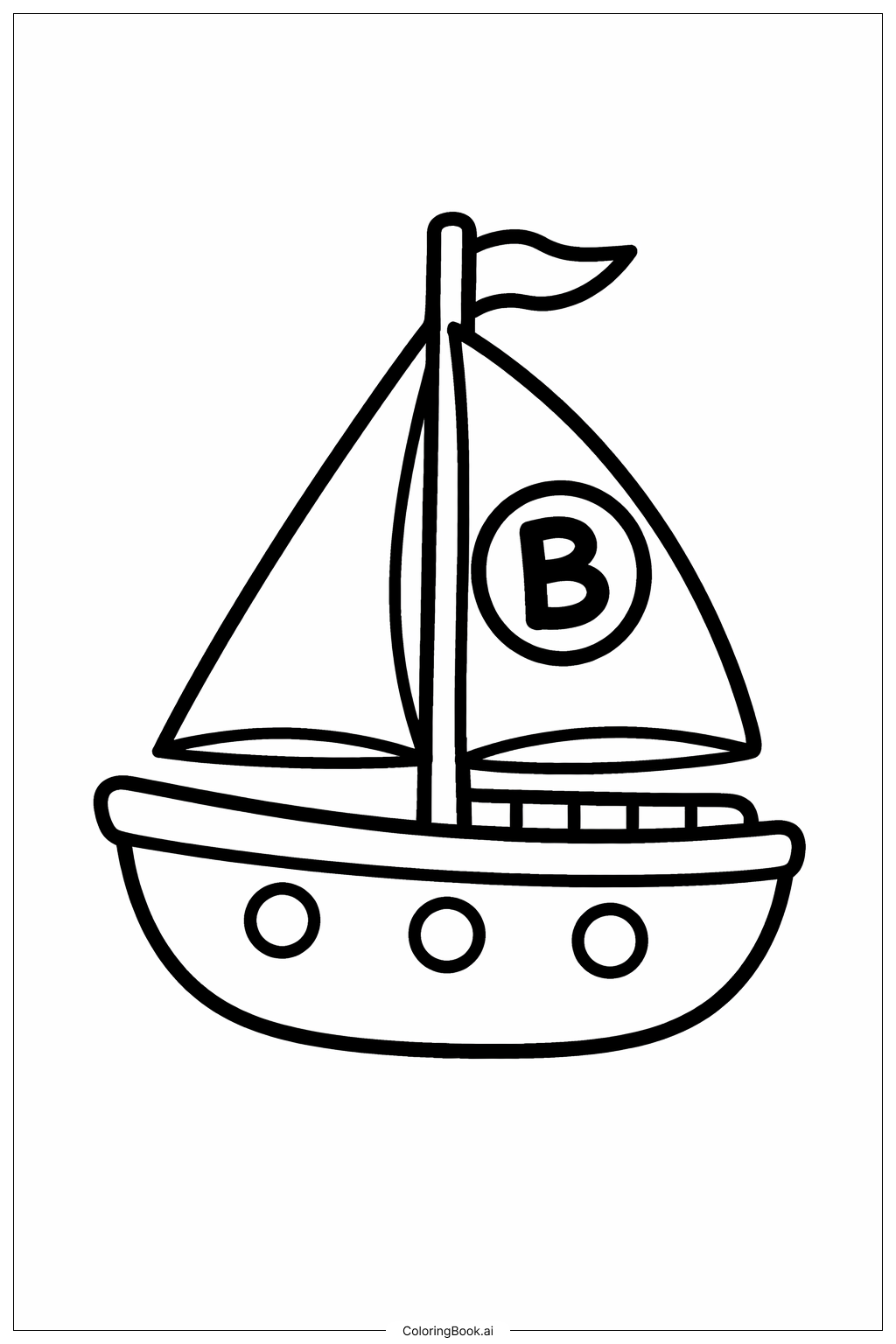 Trang tô màu Chữ B Thuyền