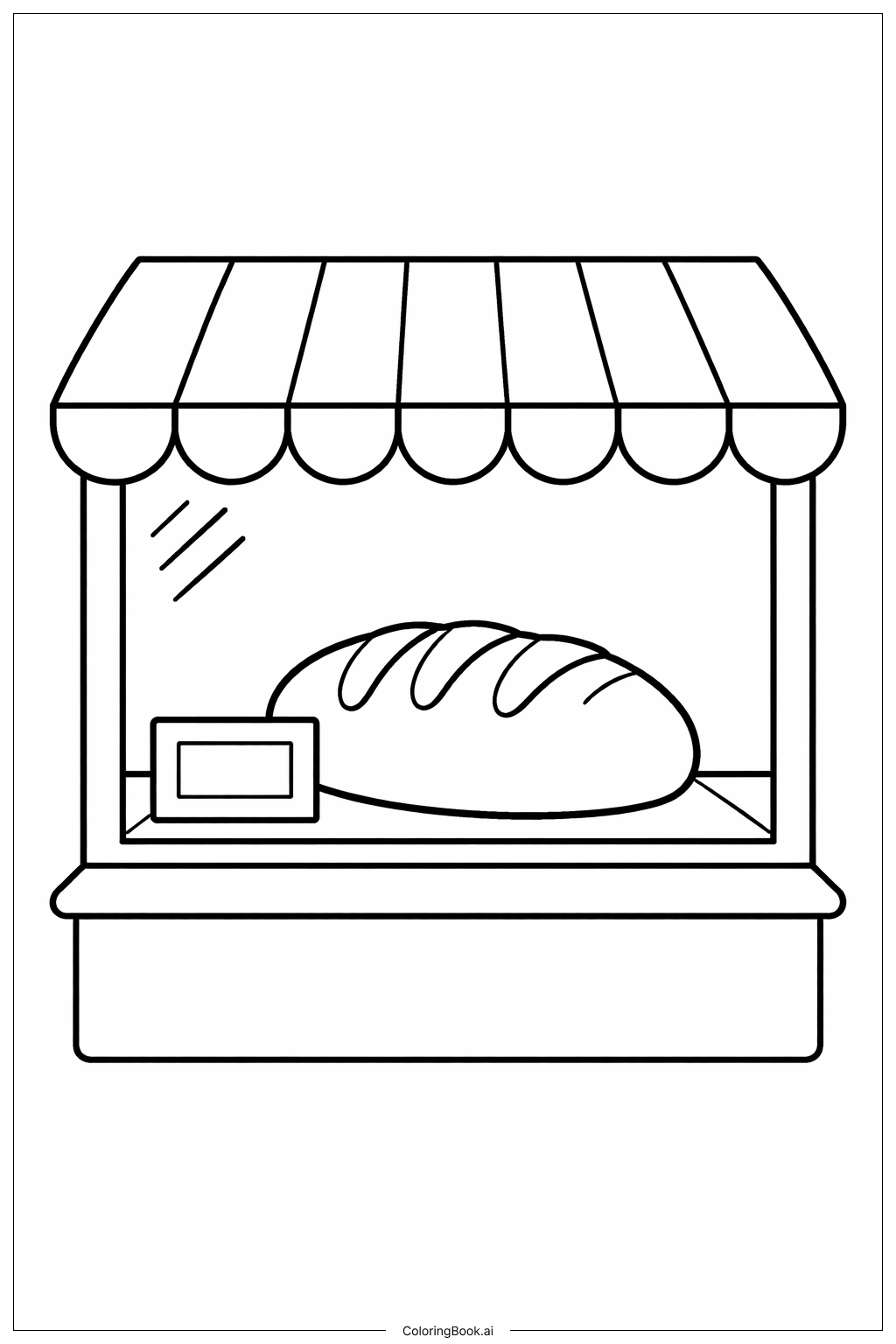  Página para colorir de Letra B Pão Vitrine da Padaria 