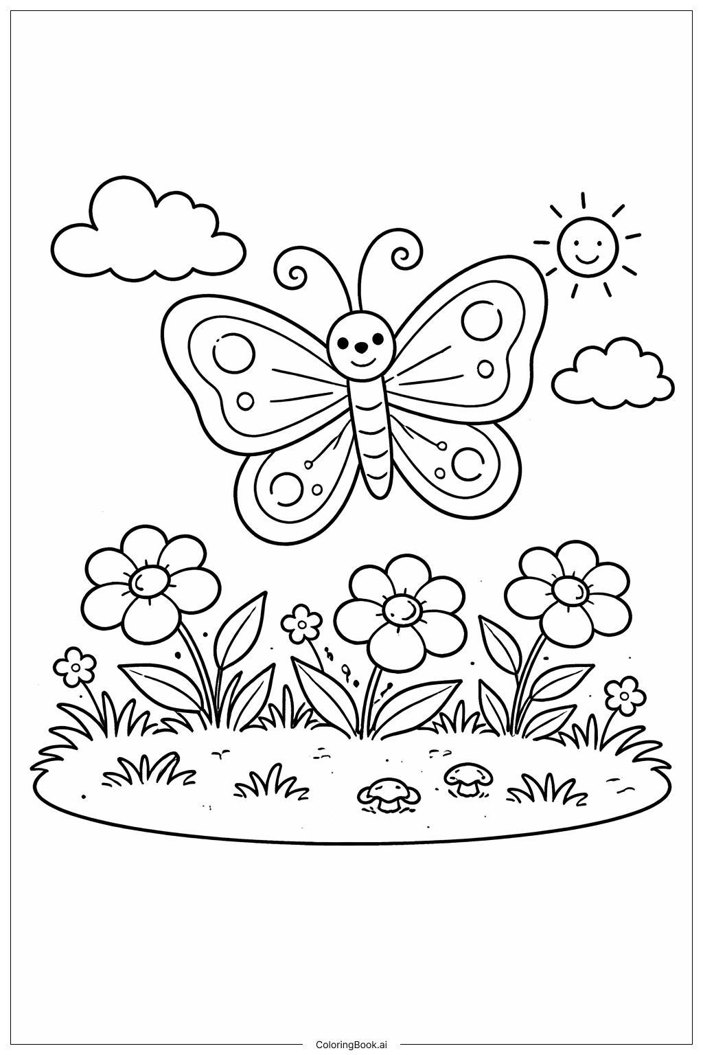 Trang tô màu Vườn Bướm Chữ B