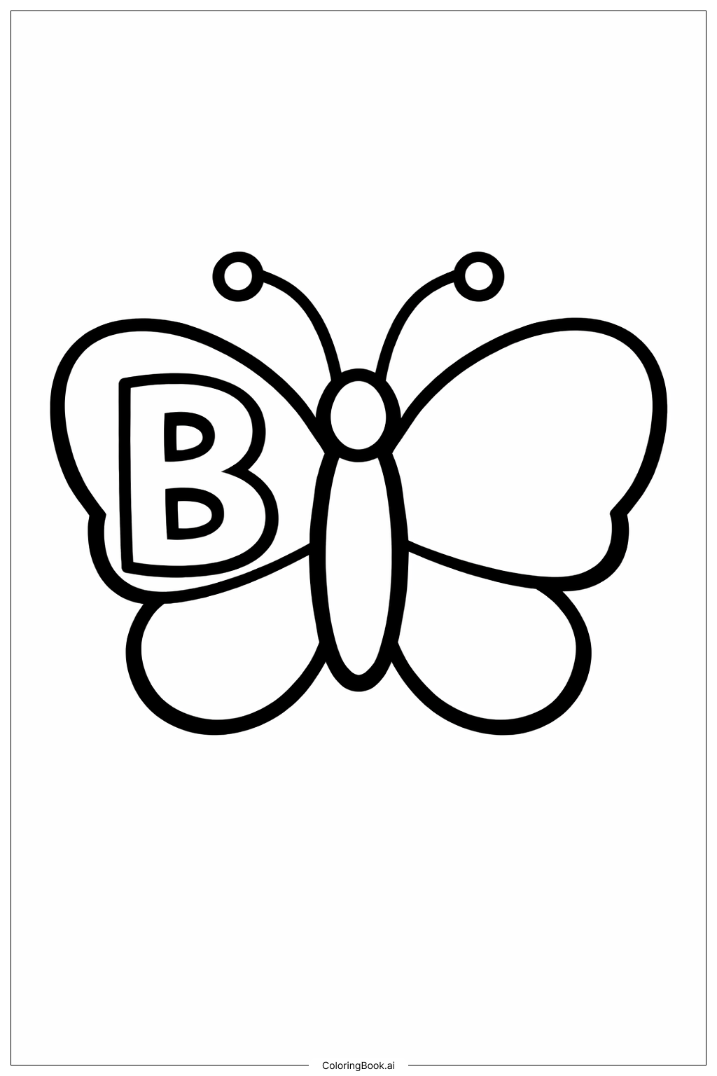 Trang tô màu Chữ B và Con Bướm