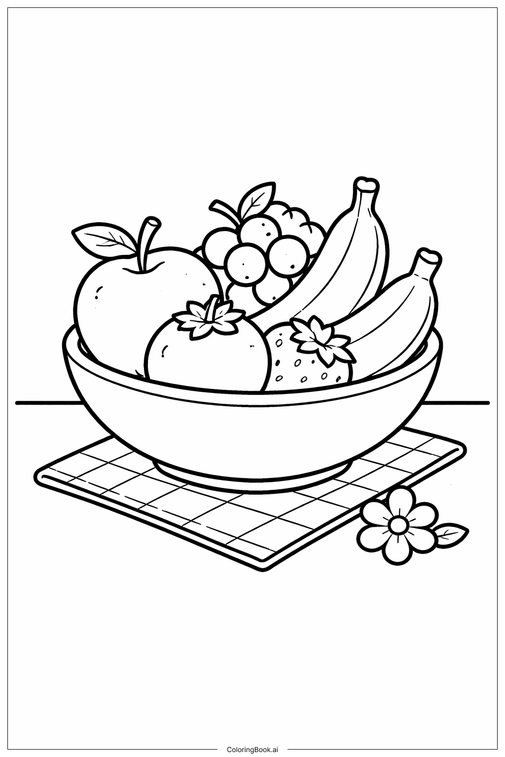  Página para colorir de Frutas Tábua com Letra B 