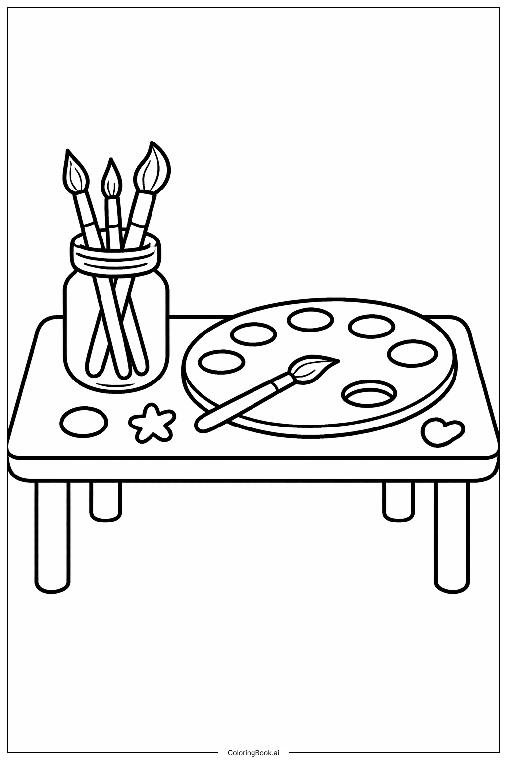  Página para colorir de Estação de Pincéis da Letra B 