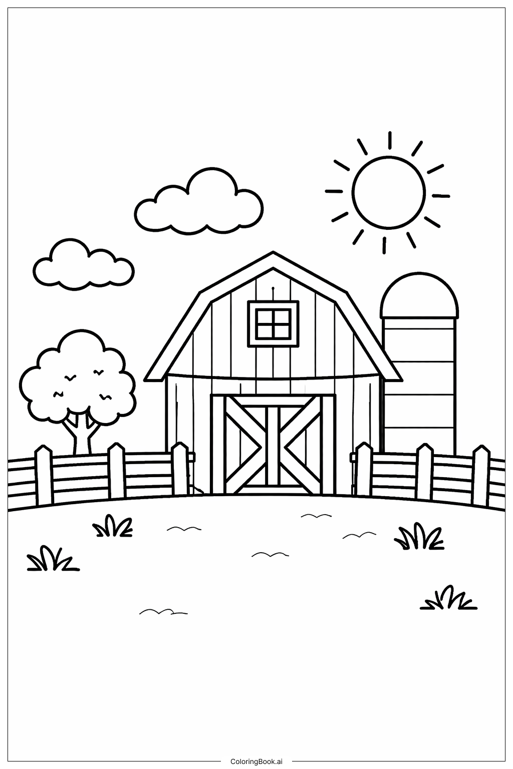 Cảnh Trang Trại Chuồng Đỏ Chữ B