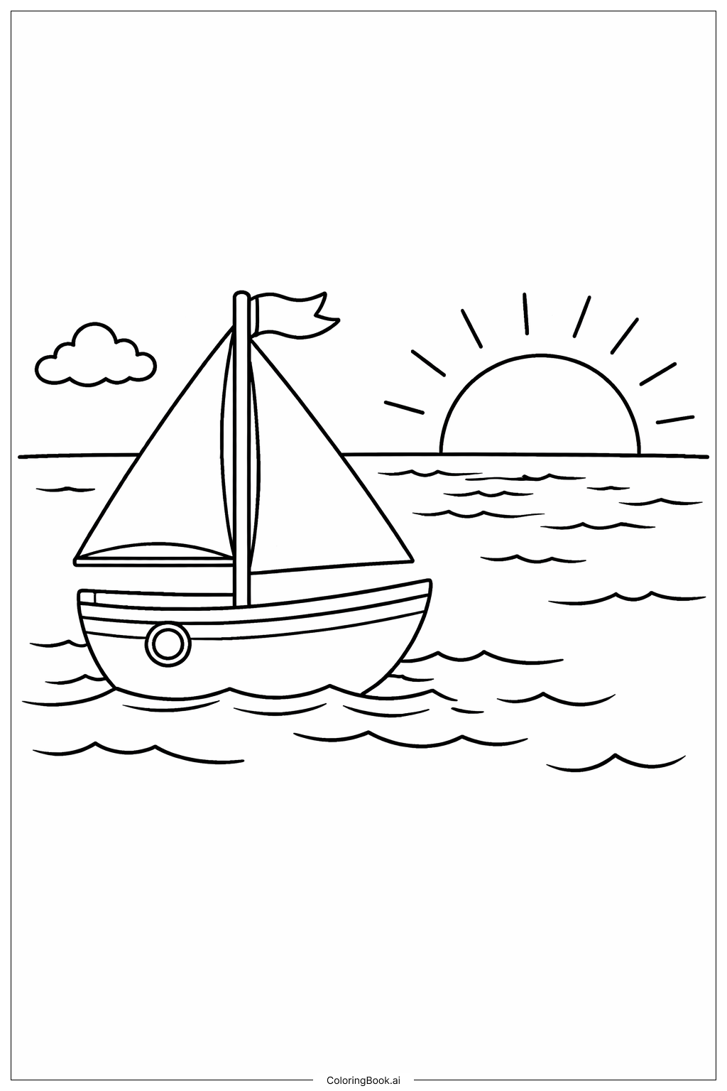 Trang tô màu Chữ B Thuyền Buồm Trên Vịnh