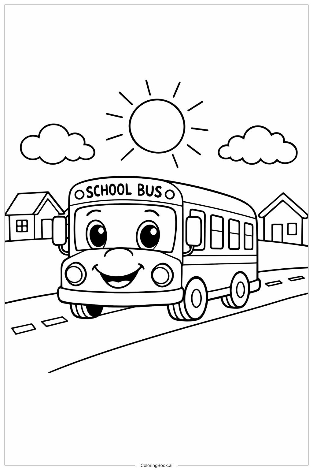 Trang tô màu Chuyến Xe Buýt Trường Học Chữ B