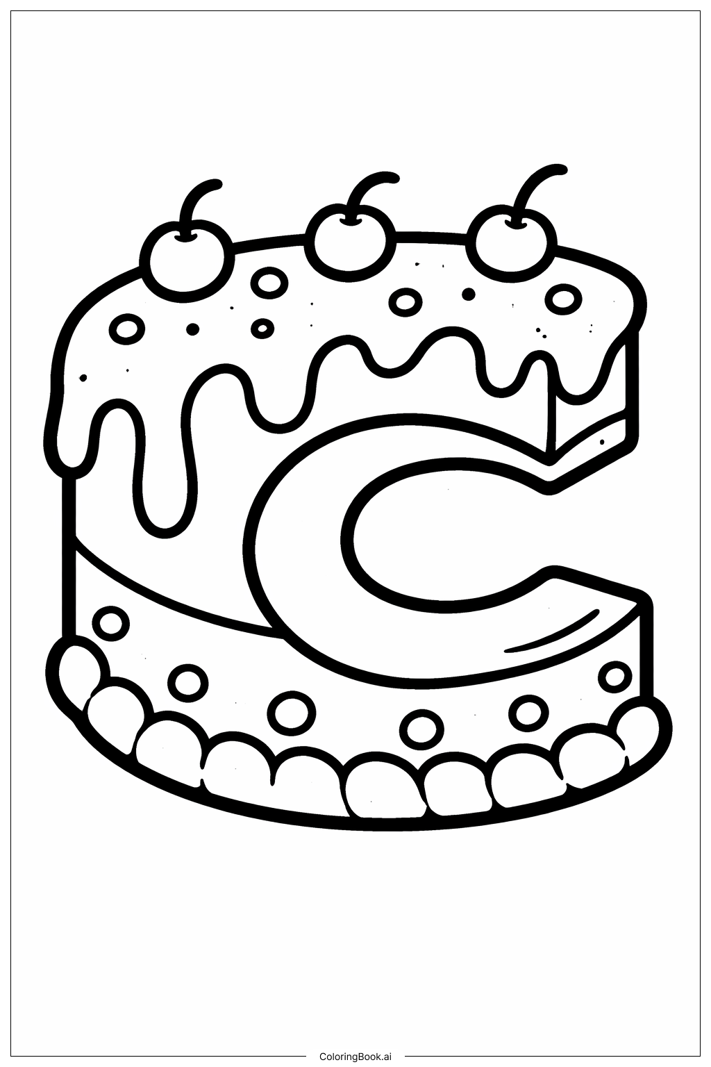  Letter C Cake Coloring Page 