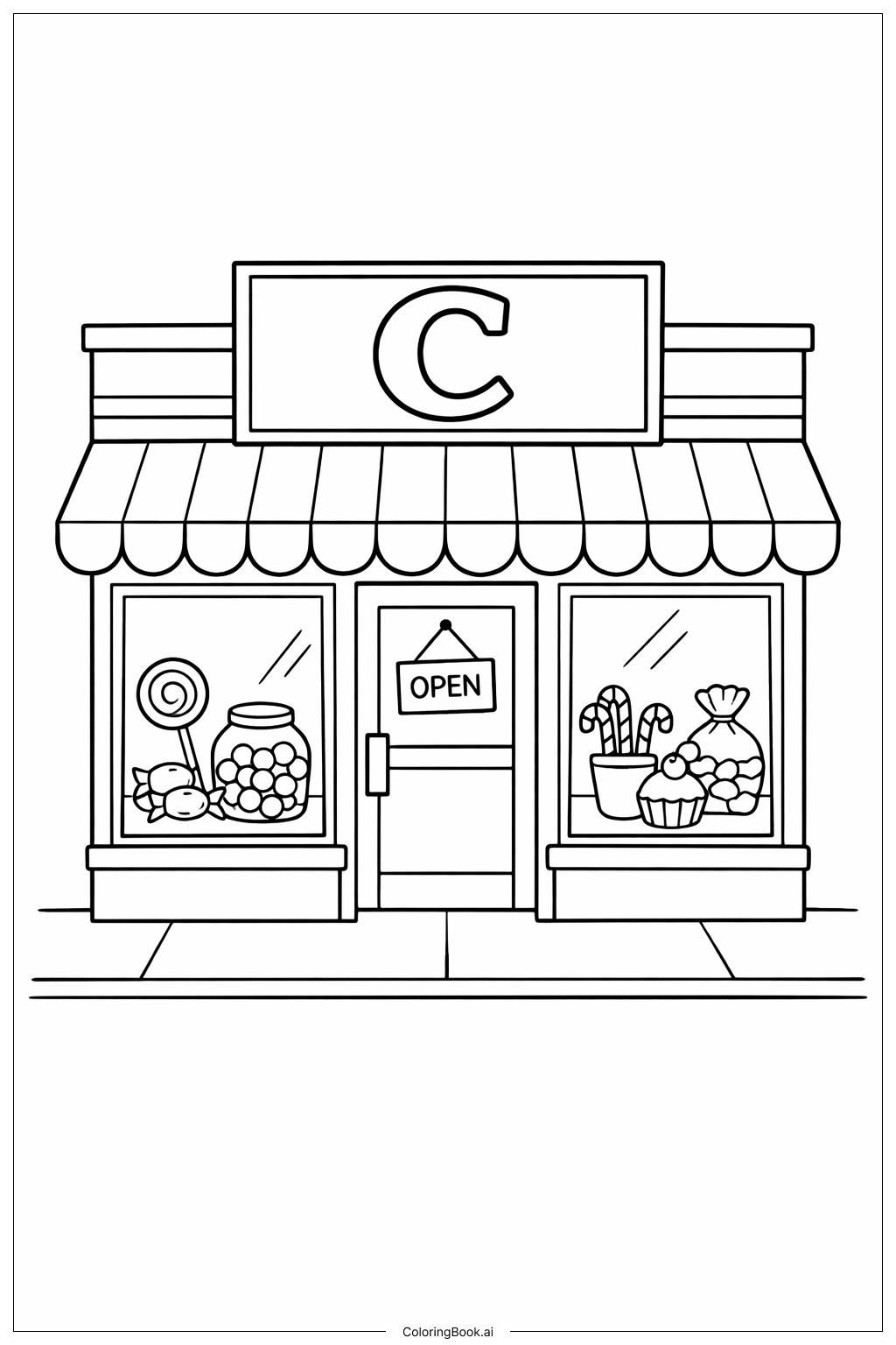  Letter C Candy Shop Coloring Page 
