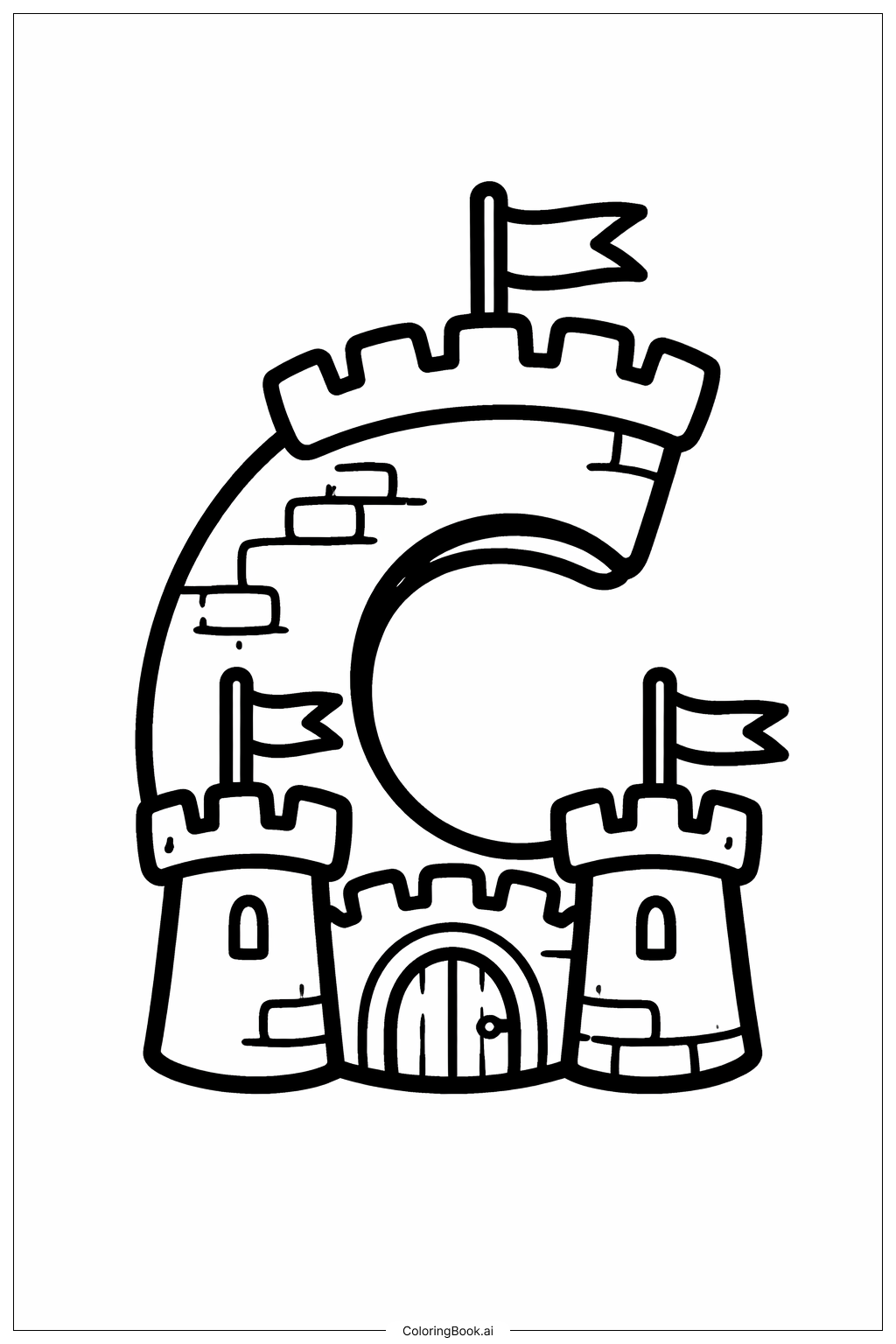  Letter C Castle Coloring Page 