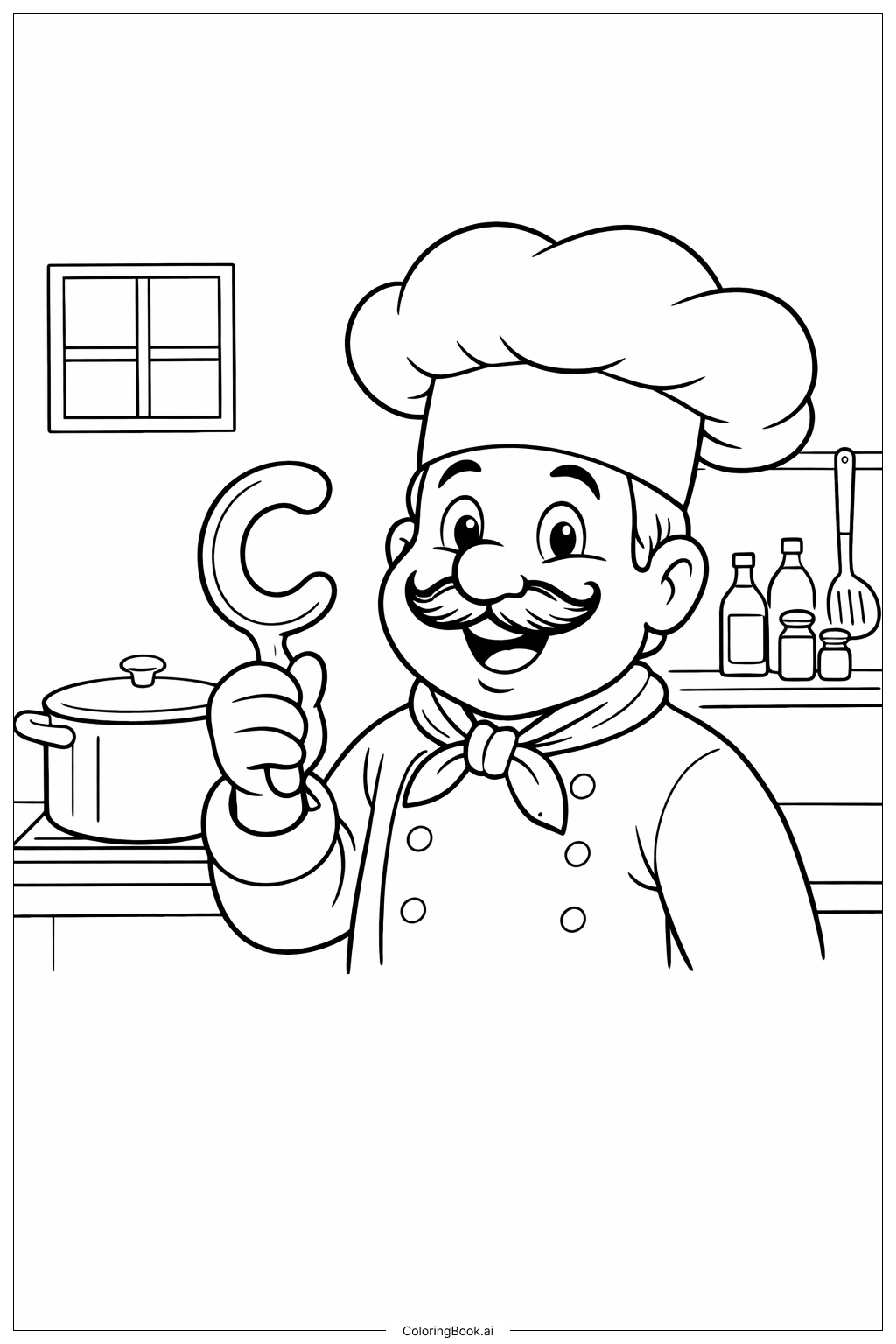 Letter C Chef in Kitchen