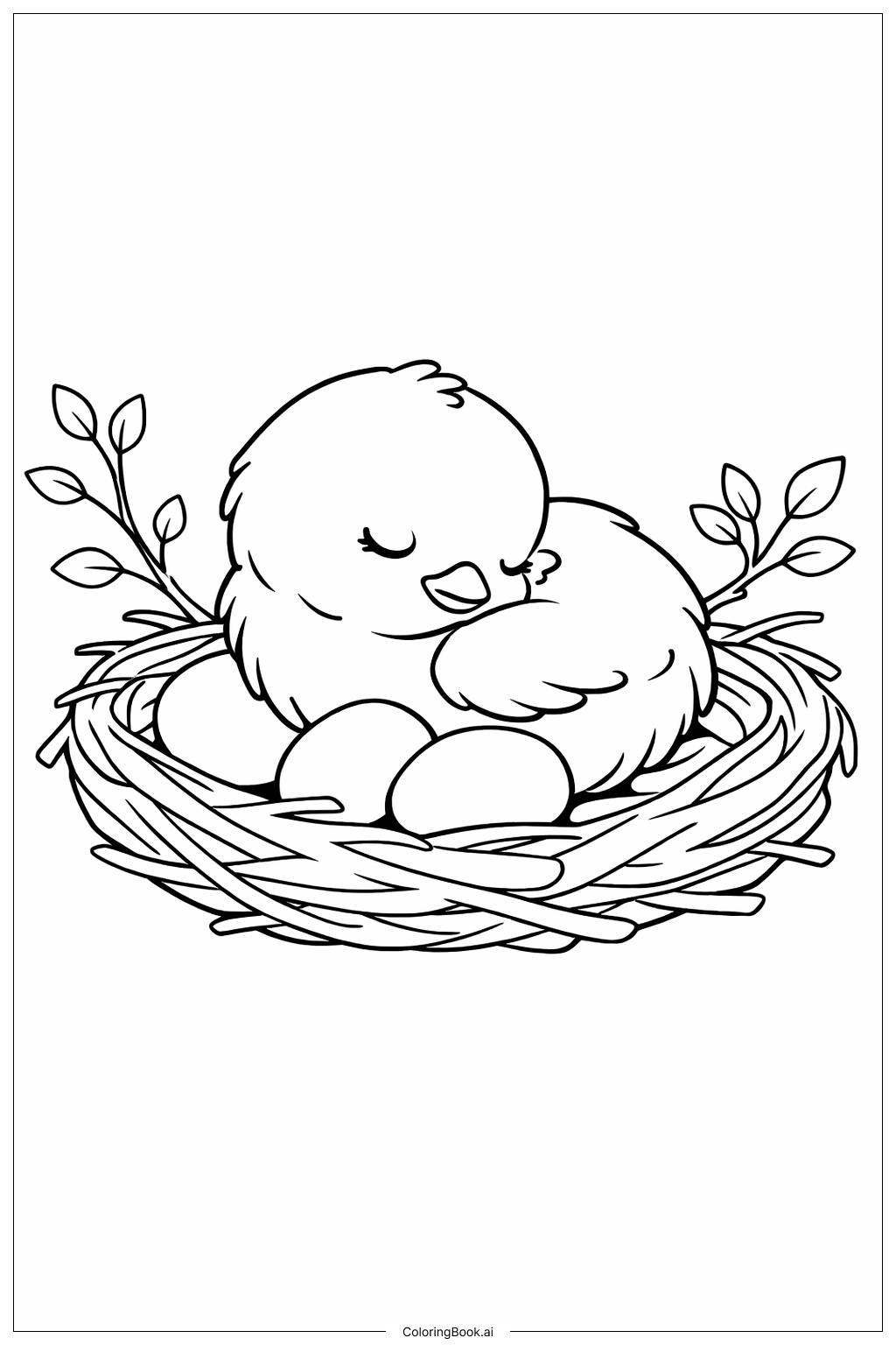 Letter C Chick in Nest Coloring Page 