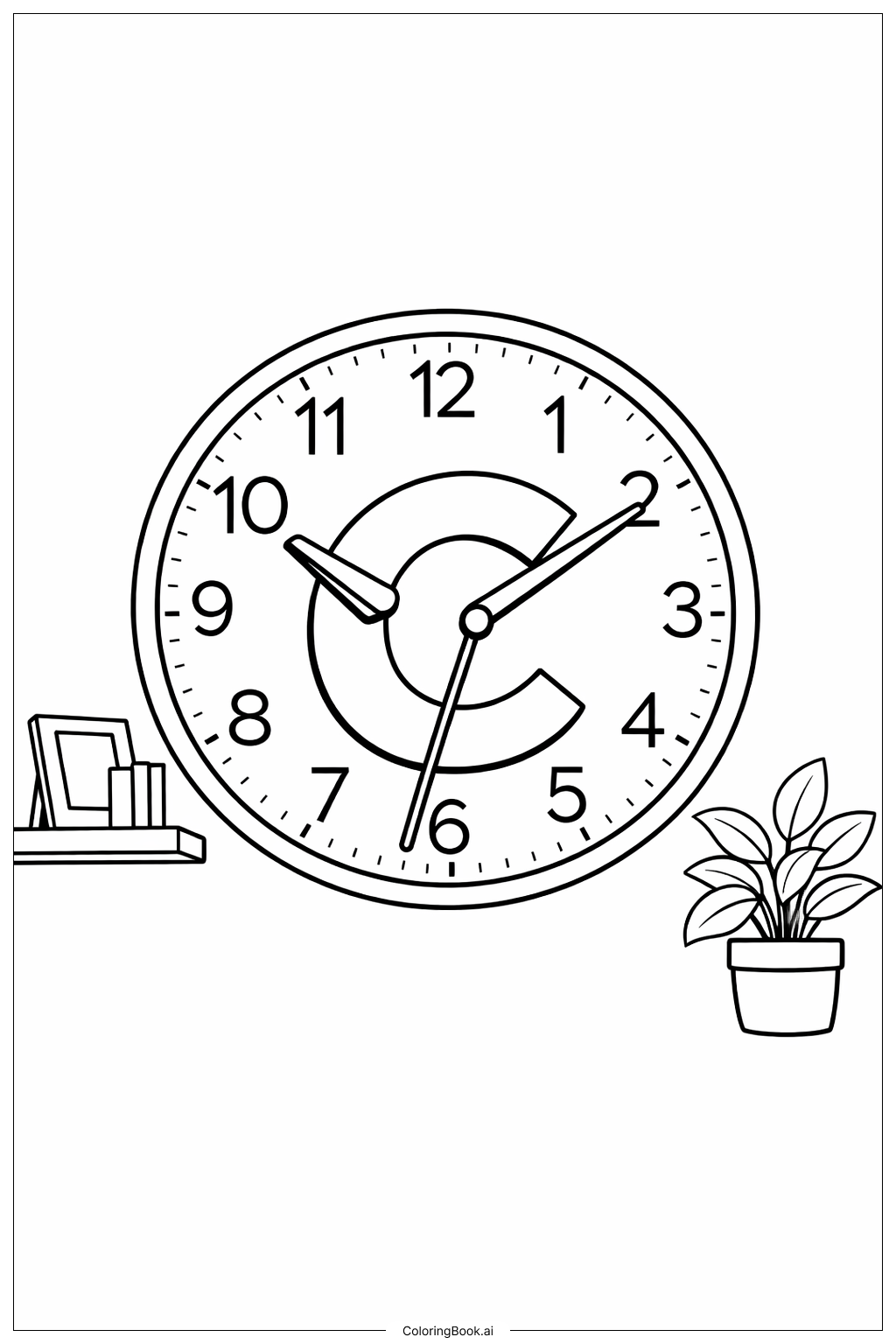  Letter C Clock on Wall Coloring Page 