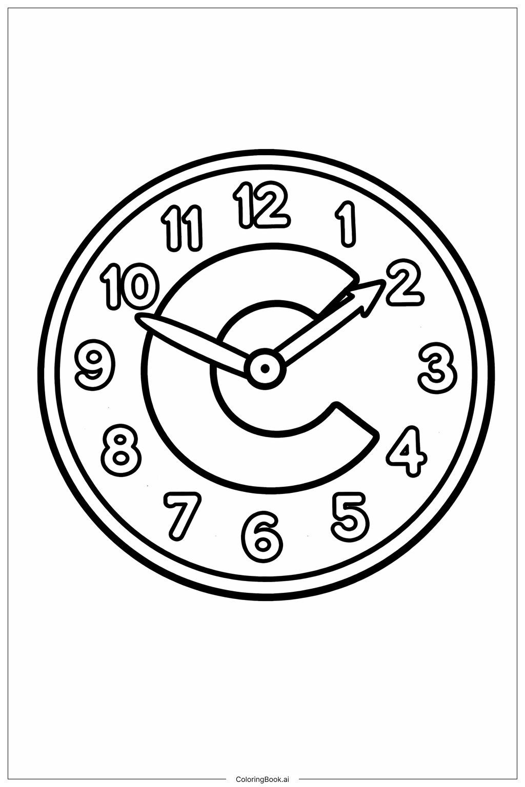  Letter C Clock Coloring Page 