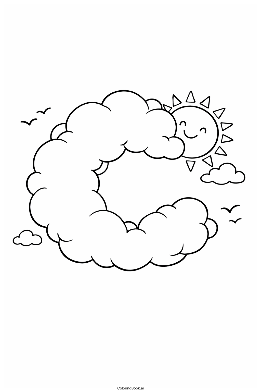  Letter C Cloud with Sun Coloring Page 
