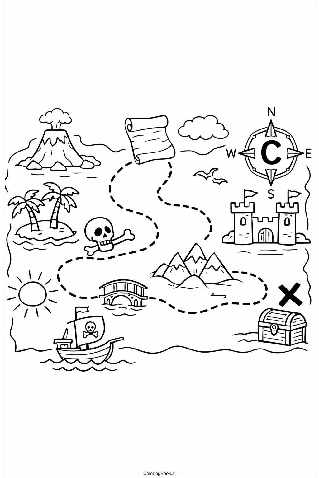 Letter C Compass Map