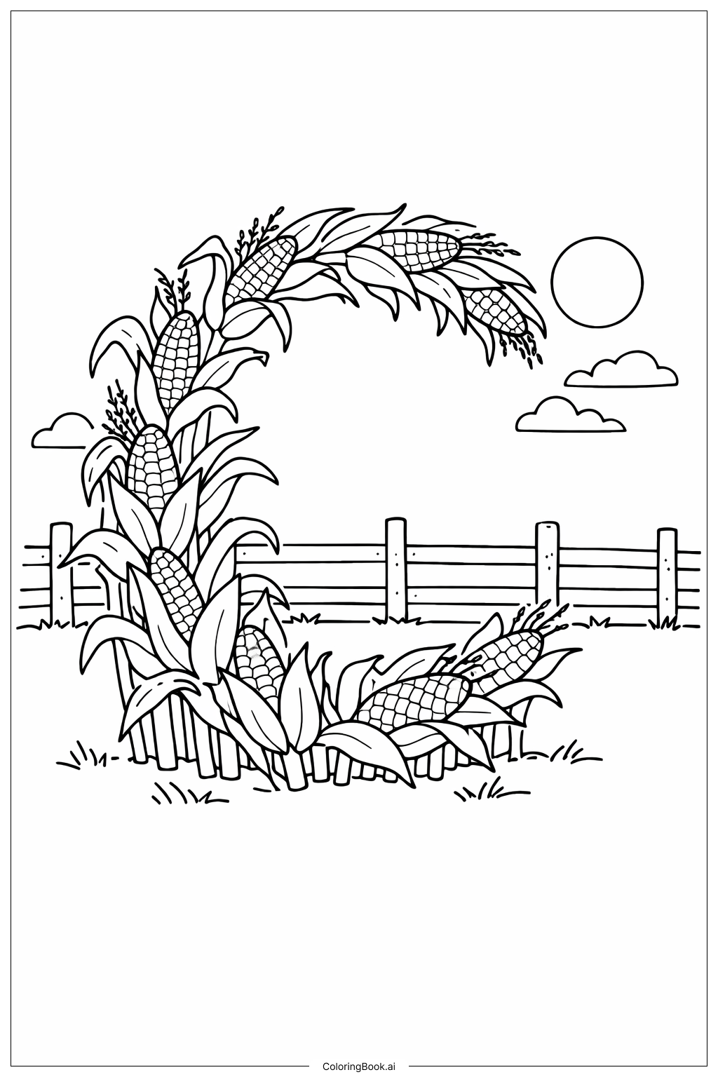  Letter C Cornfield Scene Coloring Page 