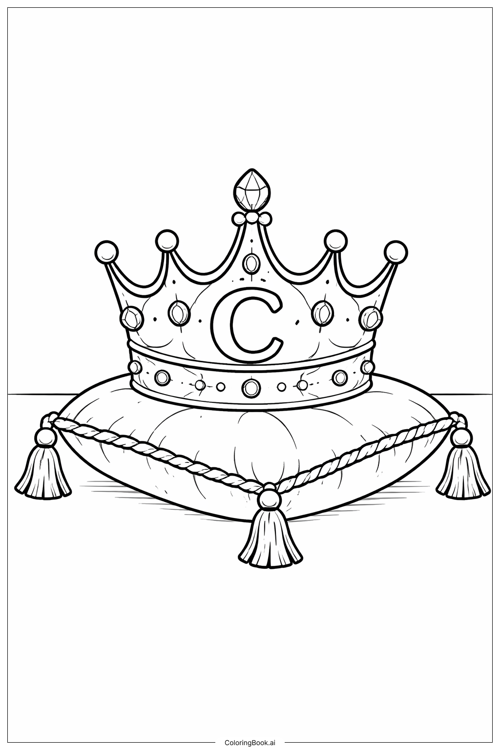  Letter C Crown on Pillow Coloring Page 