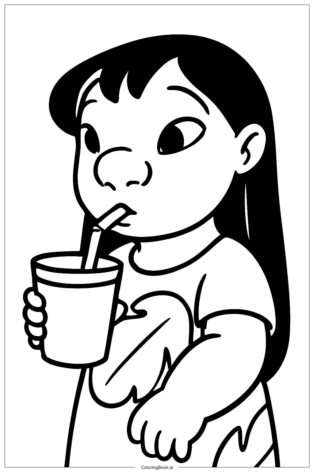  Página para colorir de Lilo Bebendo Suco 