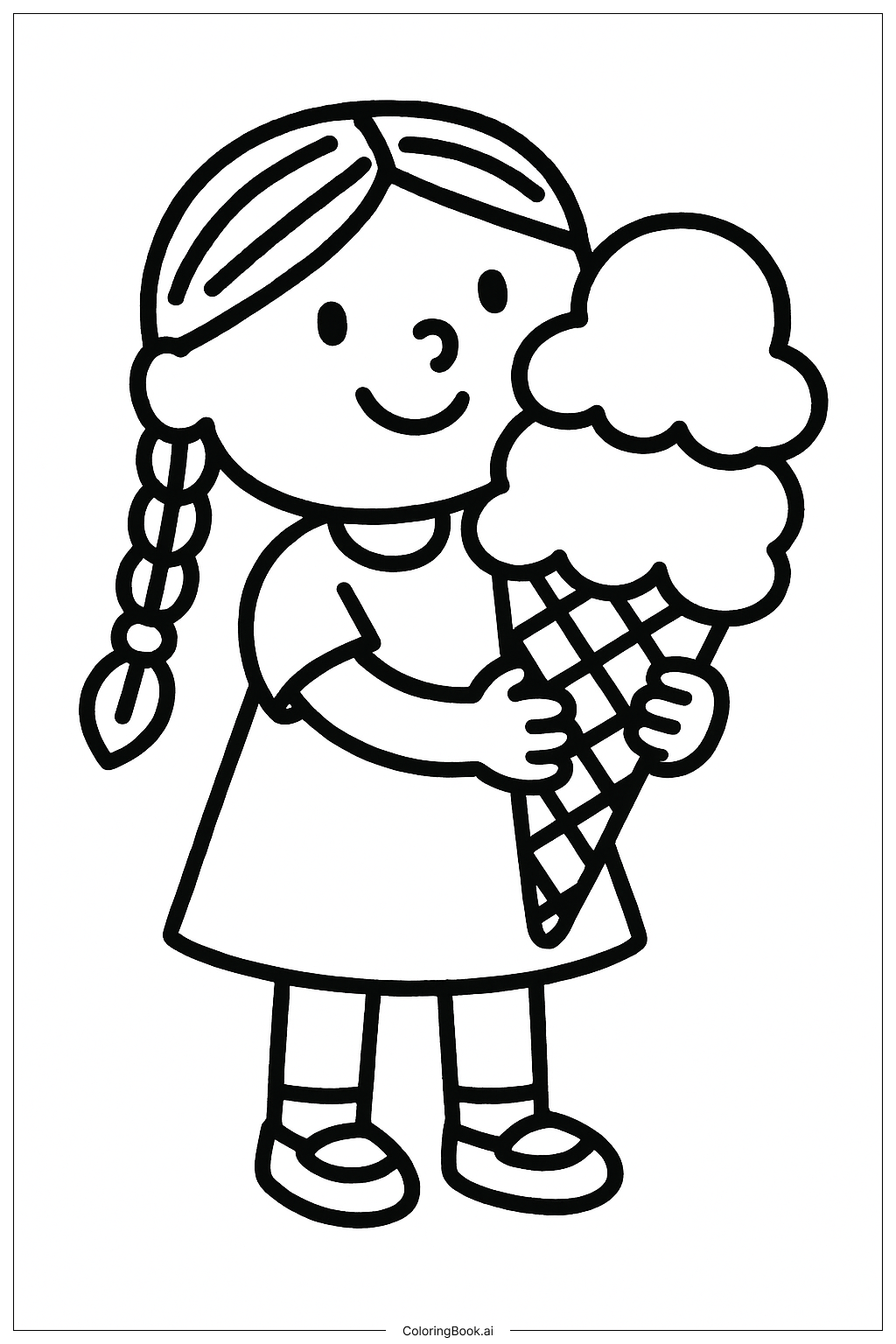  Página para colorir de Lily Love Tranças Comendo Sorvete 