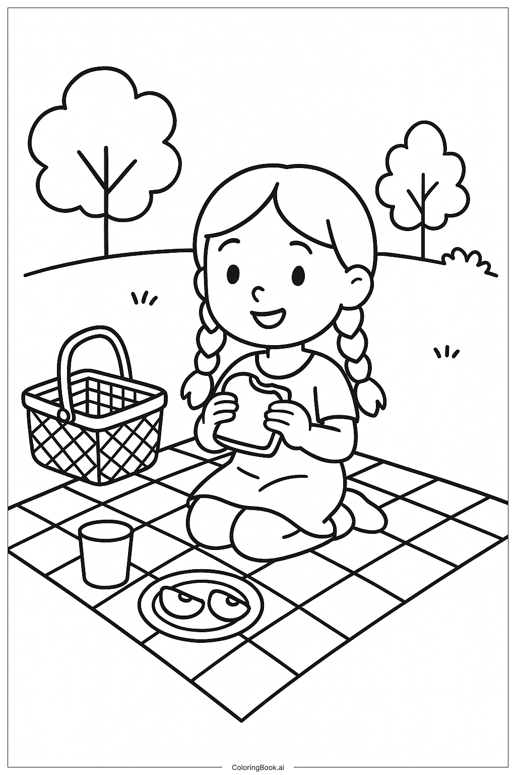  Página para colorir de Lily Love Tranças Hora do Piquenique 