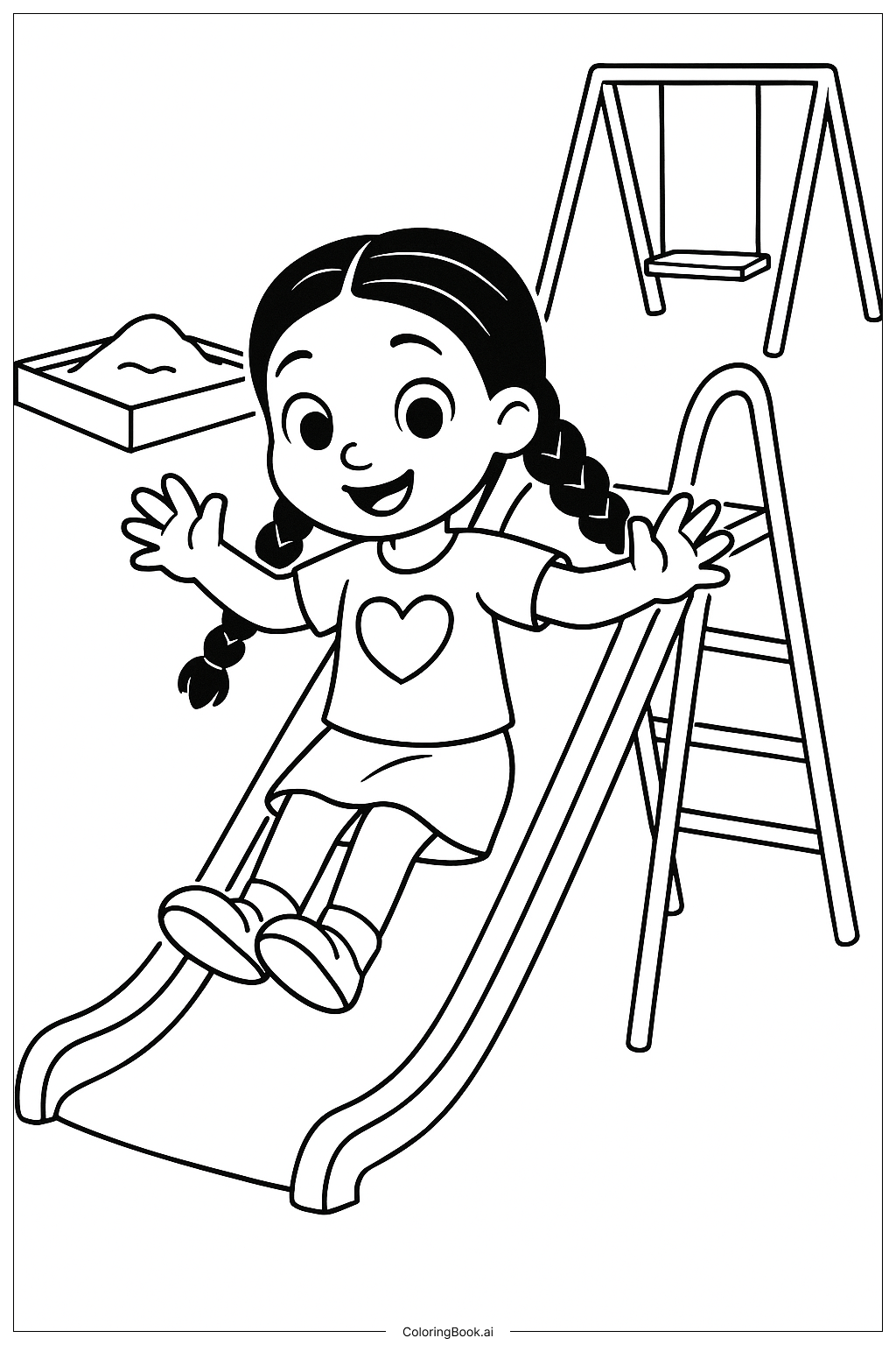  Página para colorir de Tobogã do Playground Trancinhas Lily Love 