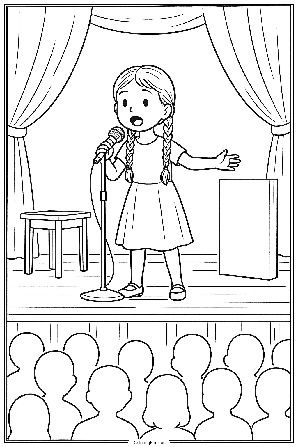  릴리 러브 브레이드 학교 연극 색칠공부 페이지 