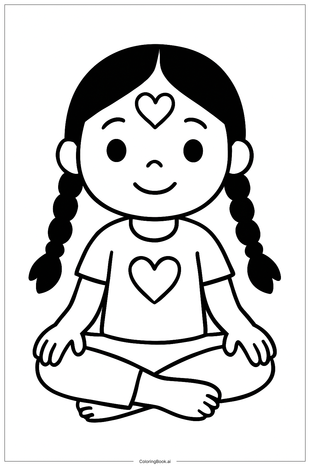  Página para colorir de Lily Amor Tranças Sentada 