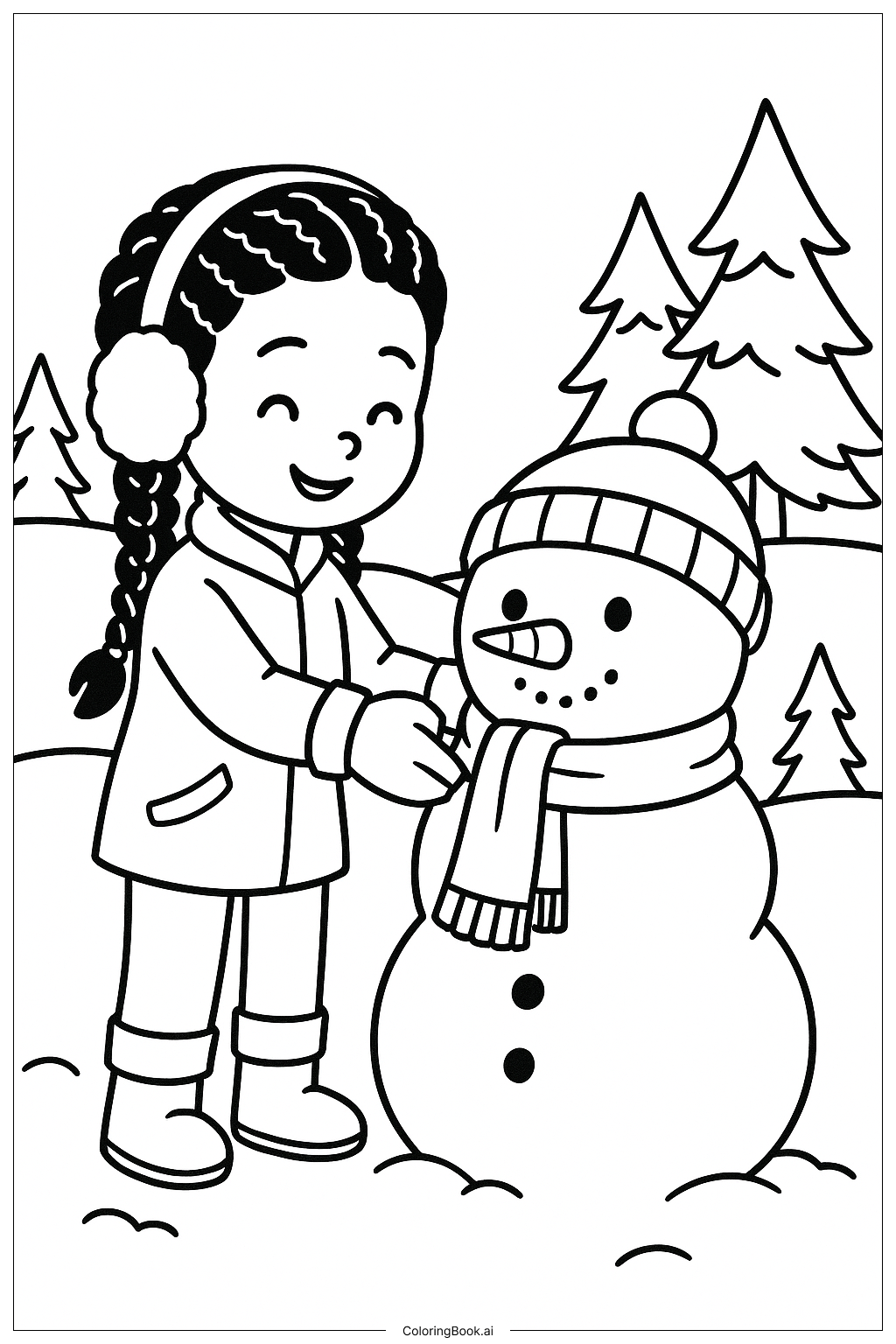  リリー・ラブ・ブレイズ 雪だるま作りの塗り絵ページ 