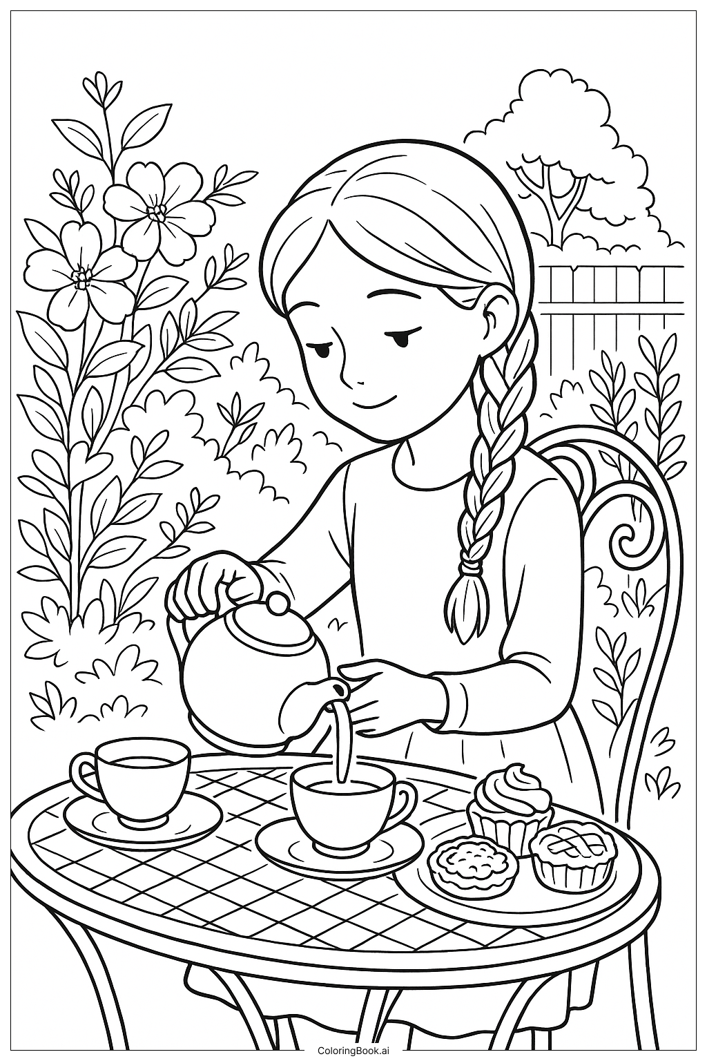  릴리 러브 브레이드 티 파티 색칠공부 페이지 