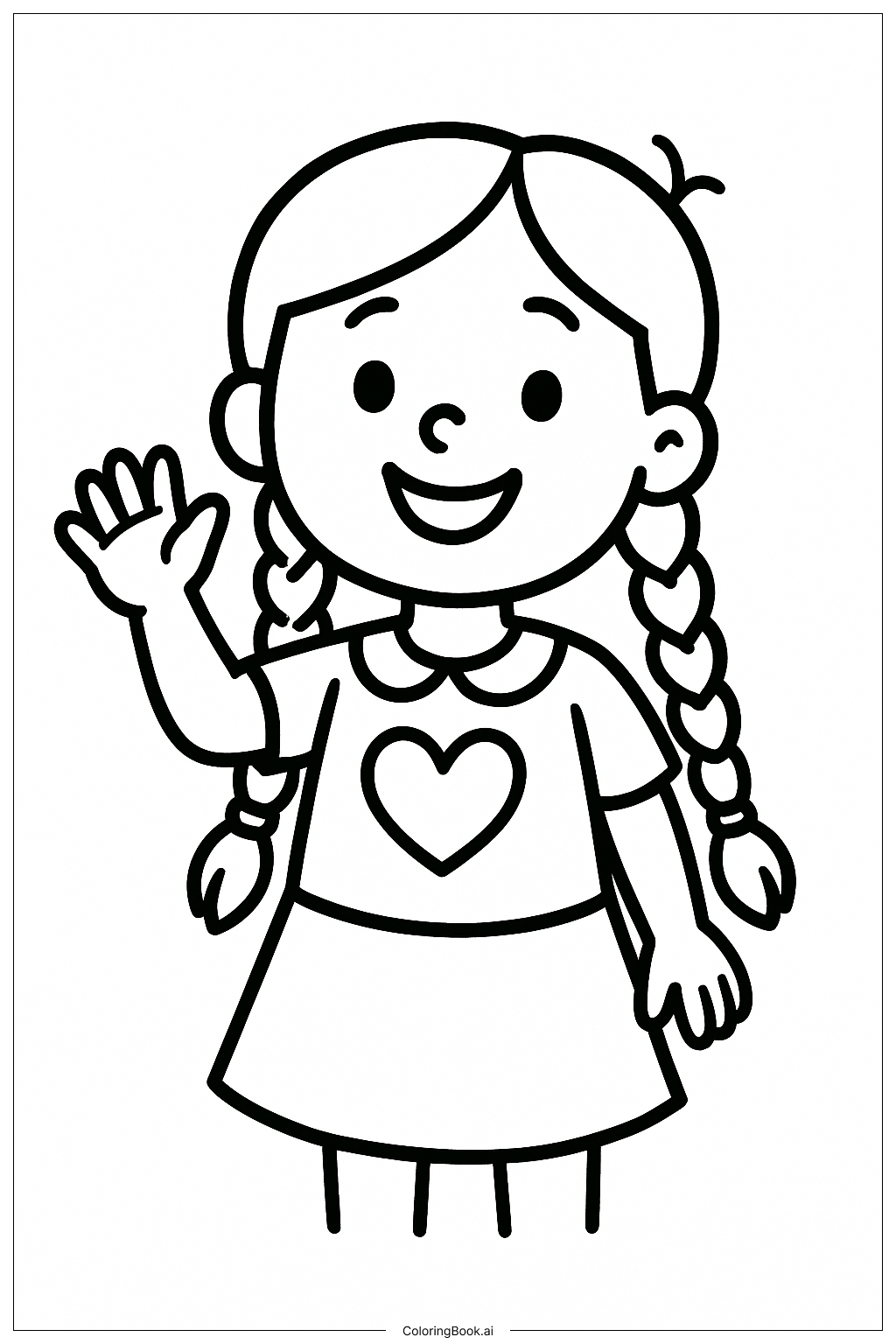  Página para colorir de Lily Love Tranças Acenando 