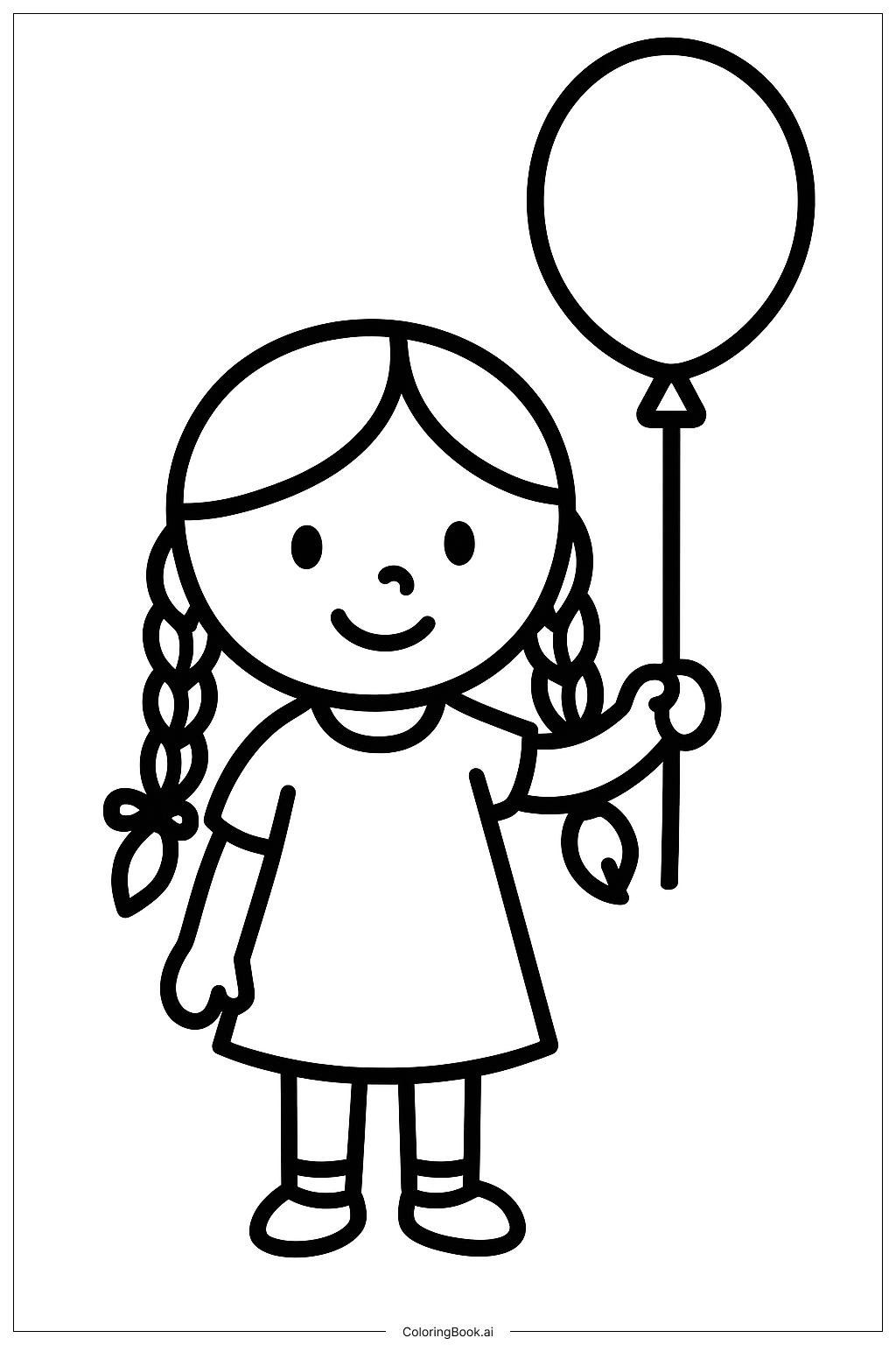  Página para colorir de Lily Amor Tranças com Balão 