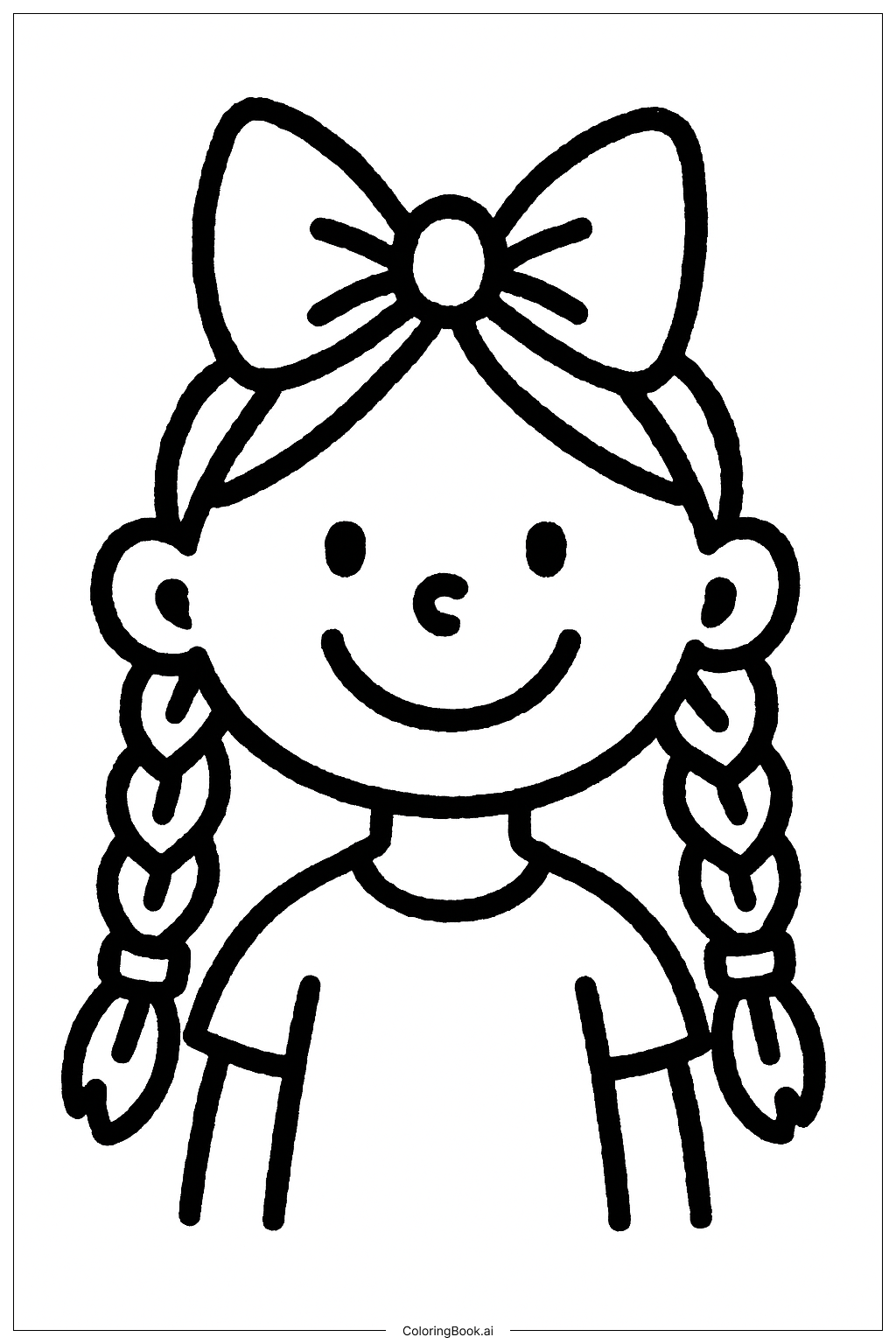  Página para colorir de Tranças Amadas da Lily com Laço 