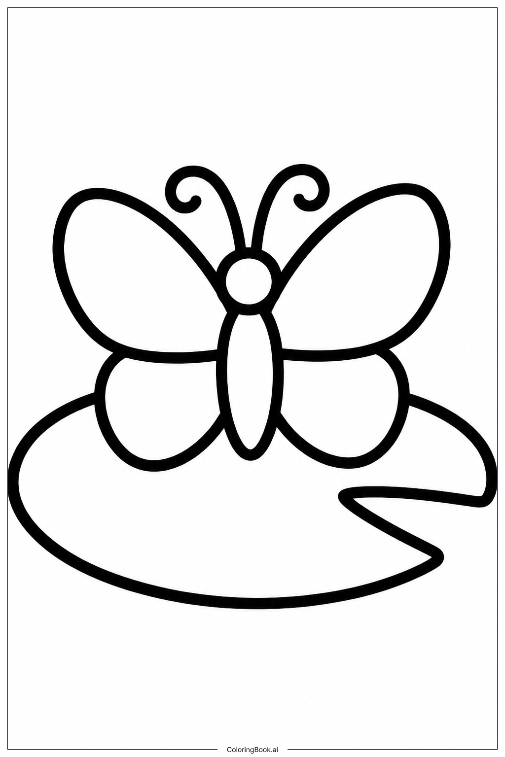  Página para colorir de Borboleta descansando na folha de vitória-régia 