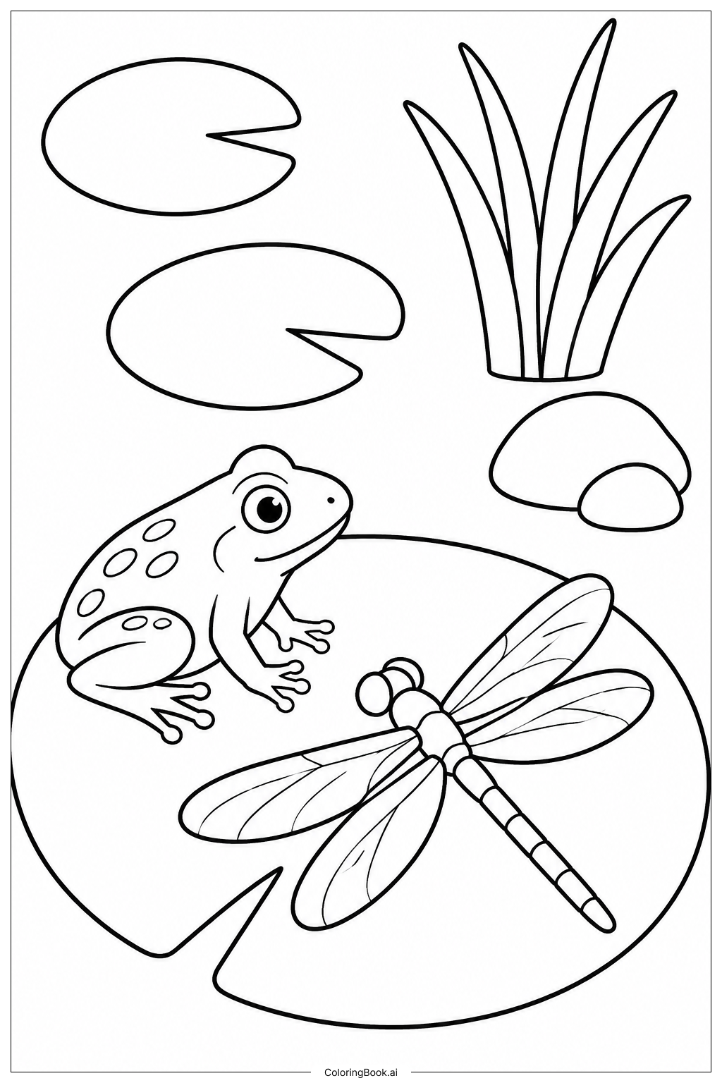  Seerosenblatt Libelle Ruhe Ausmalseite 