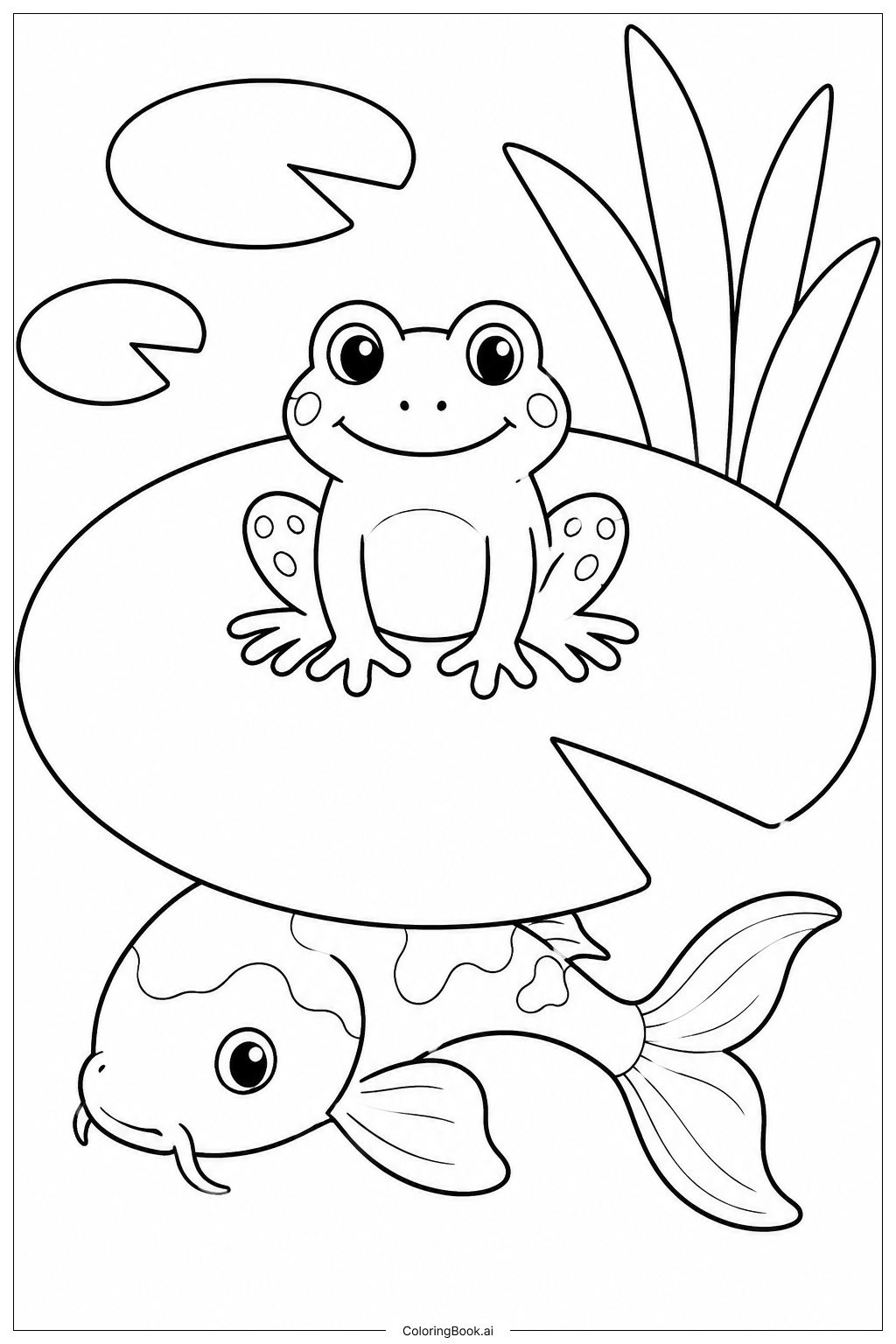  Lily Pad Koi Peek Ausmalseite 