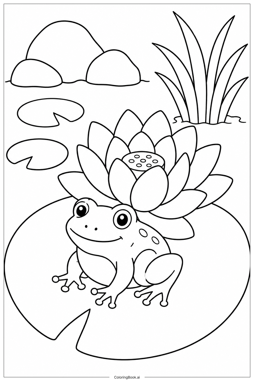  Página para colorir de Lírio-da-paz e Juncos 
