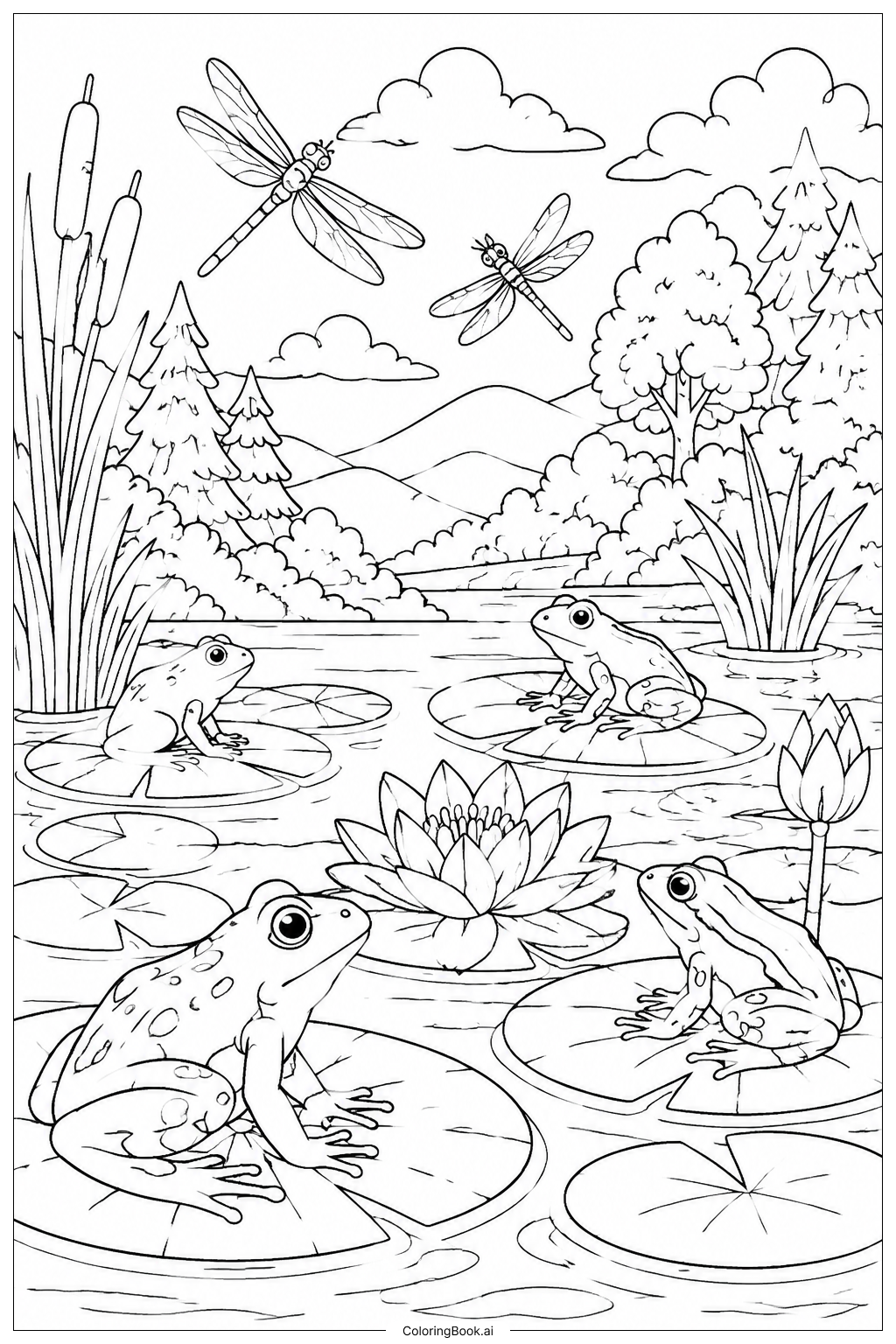  Page de coloriage Chœur du matin sur le nénuphar 