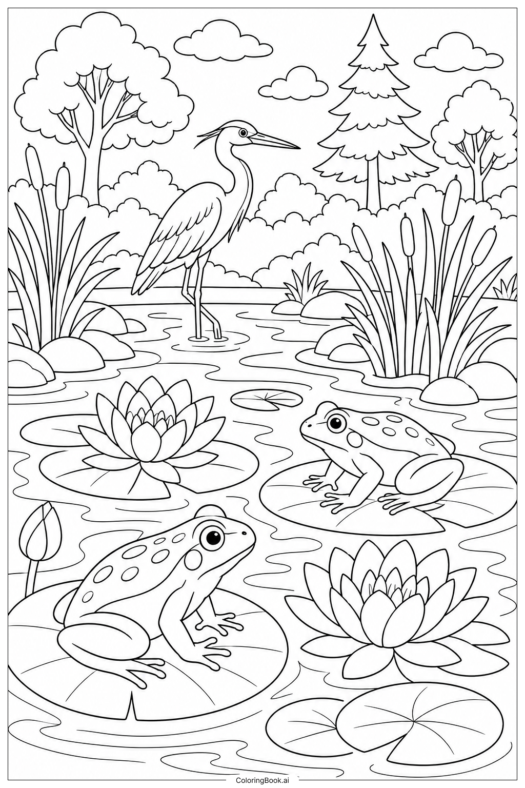  Lily Pad Serene Wetland Coloring Page 