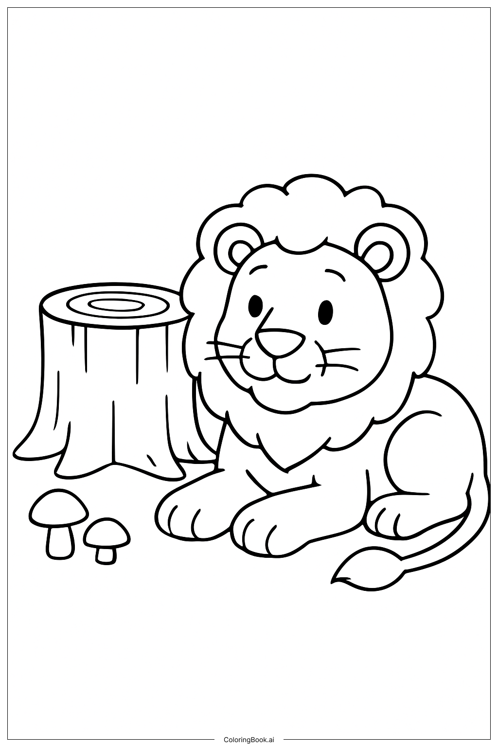  Lion By Stump Coloring Page 