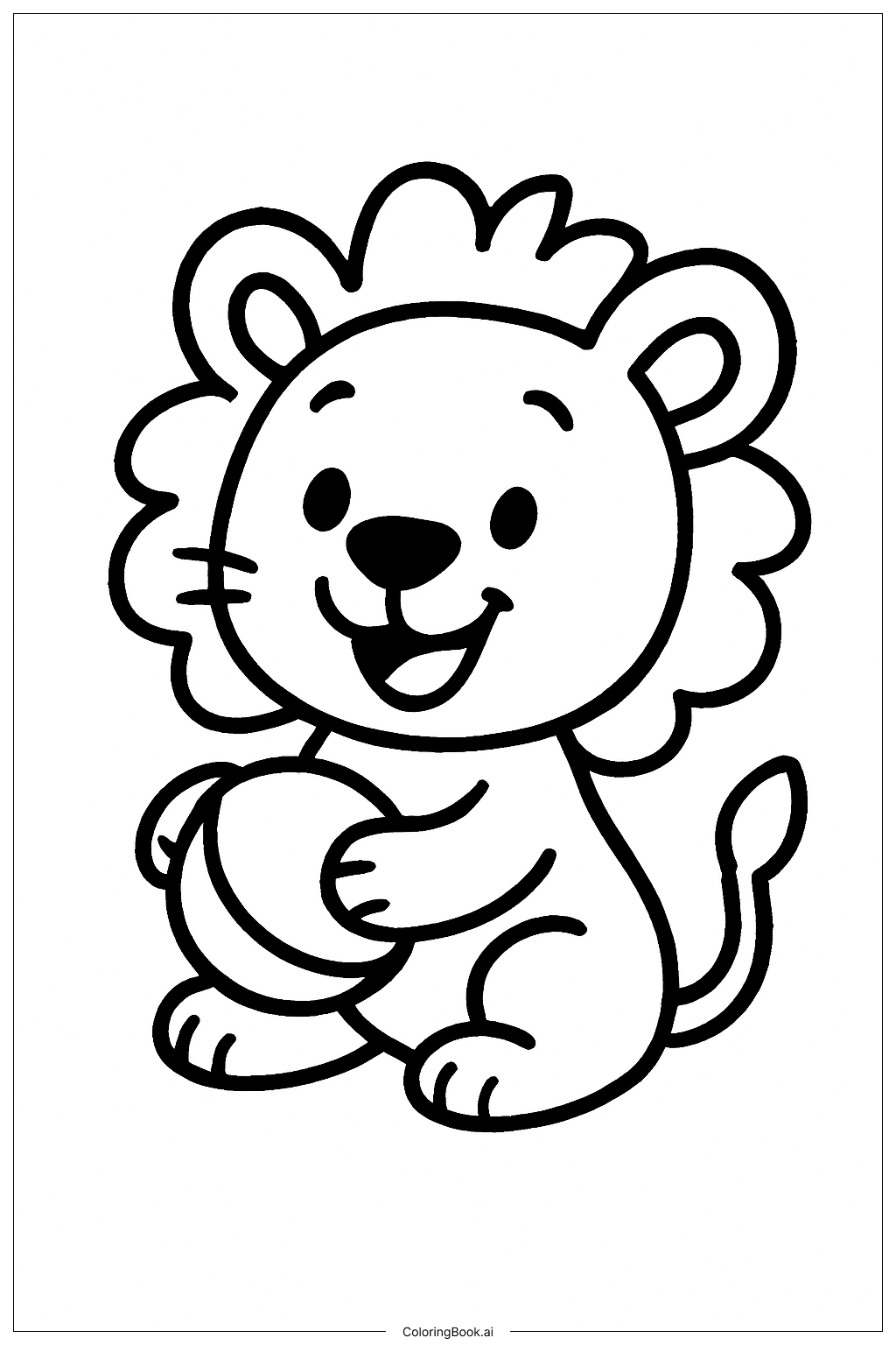  Lion Cub With Ball Coloring Page 