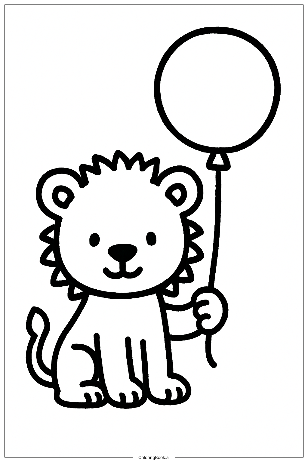  Lion Cub With Balloon Coloring Page 