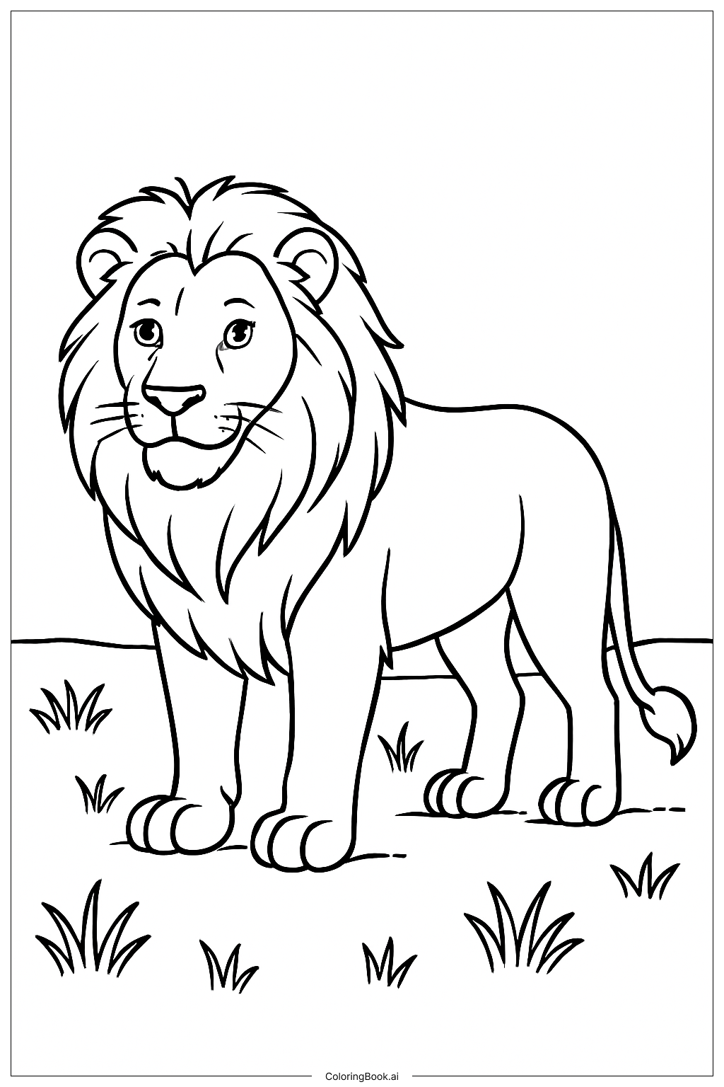 Lion In Grass Coloring Page 