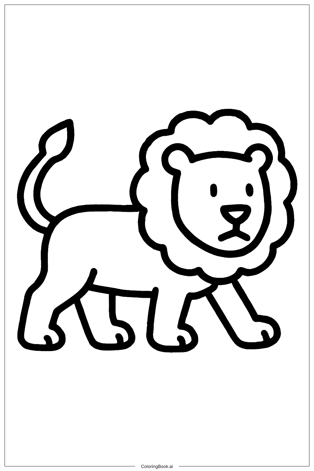  Lion Walking Coloring Page 